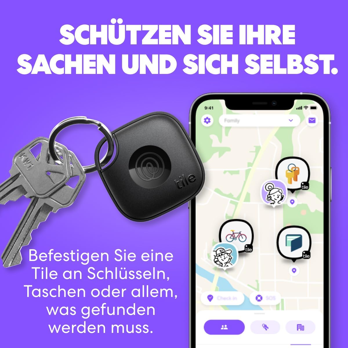Thumbnail 1 de Life360 Tile Starter Pack – Bluetooth-Tracker im 2er-Pack (Schwarz) für Schlüssel, Geldbörse & Co.