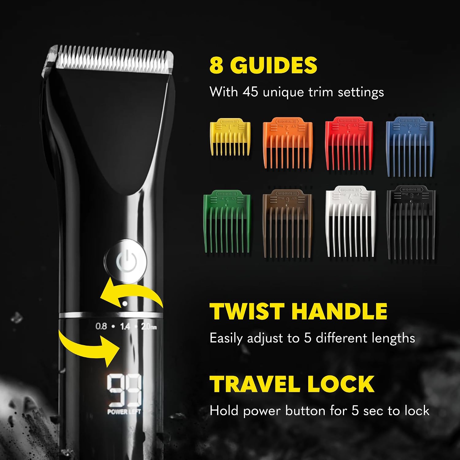 Thumbnail 2 de The Beard Club Beard Trimmer for Men 8 Color Guides 45 Trim Lengths 📏