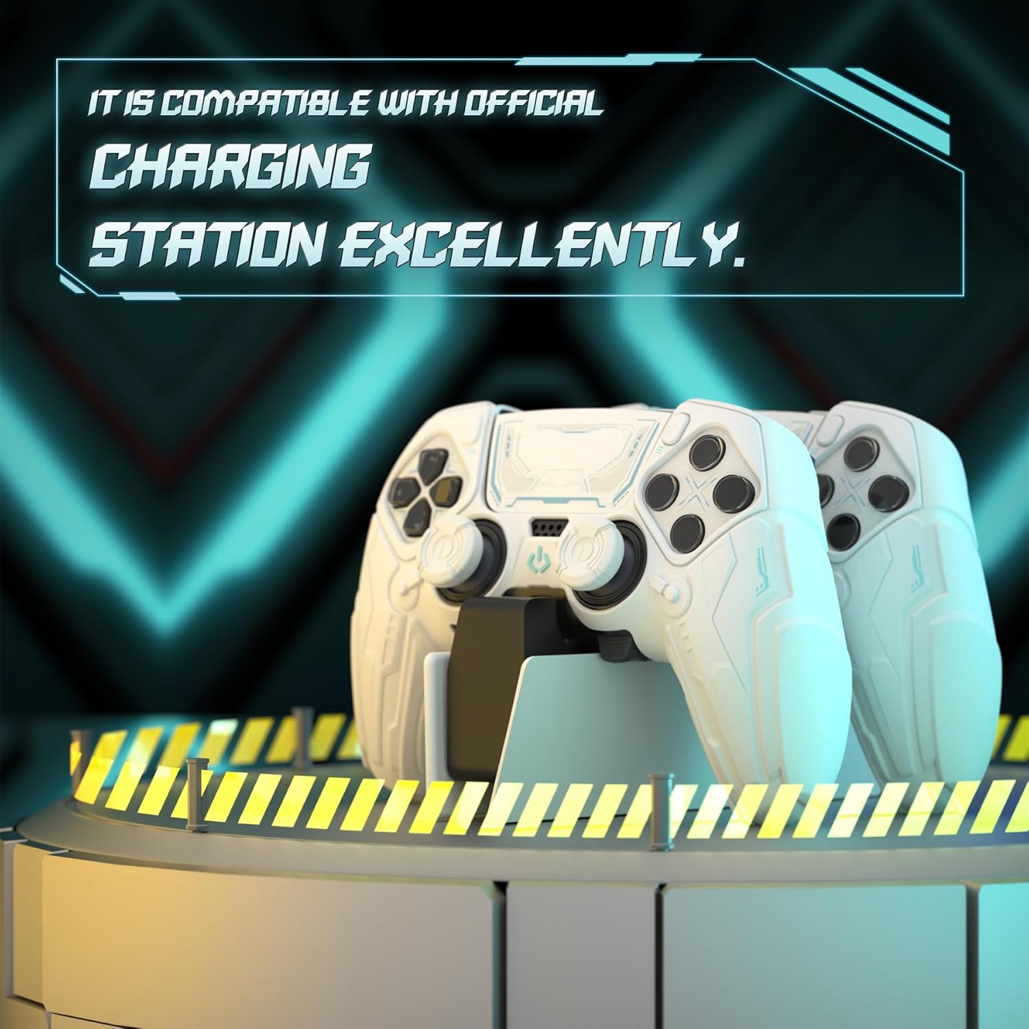 Detalle de PlayVital Silicone Cover for PS5 Edge Controller – Stellar Mecha Anti-Slip Grip