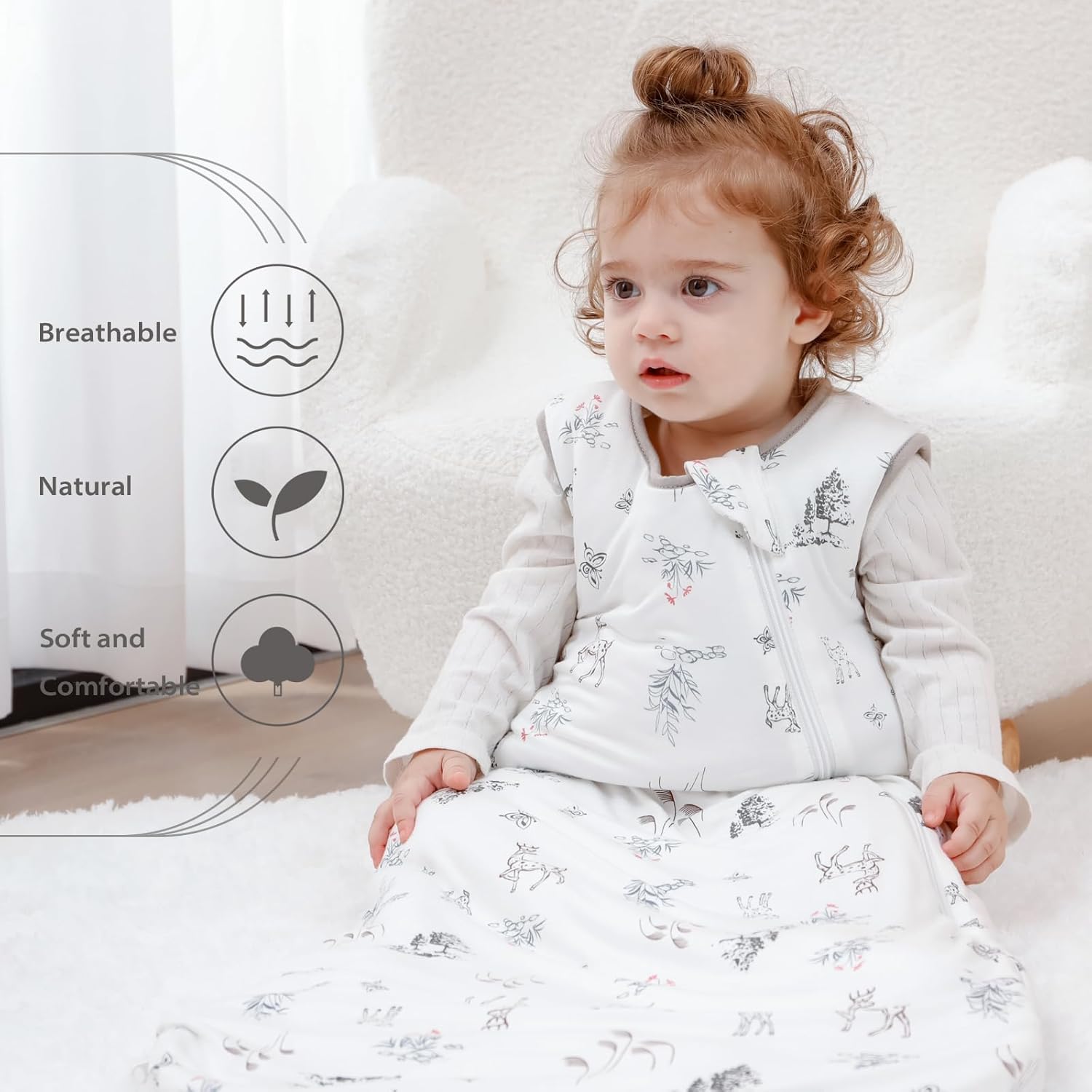 Thumbnail 5 de Mosebears Baby Sleeping Bag 2.5 Tog (bamboo), Forest – toddler wearable sleeping bag for 6–18 months