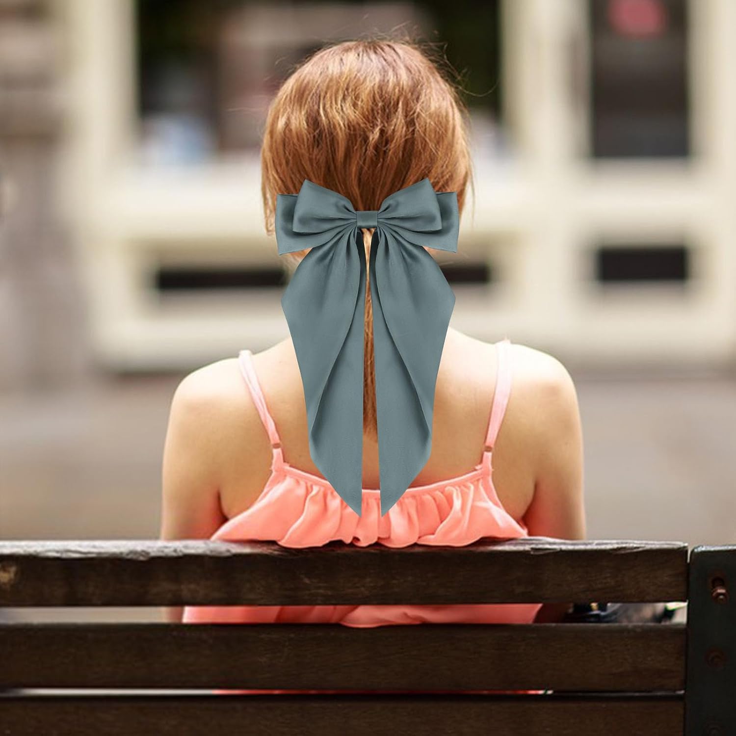 Detalle de Fnaobai Große Schleifen Haarspangen – 6er Set Satin-Clip mit langen Schwänzen