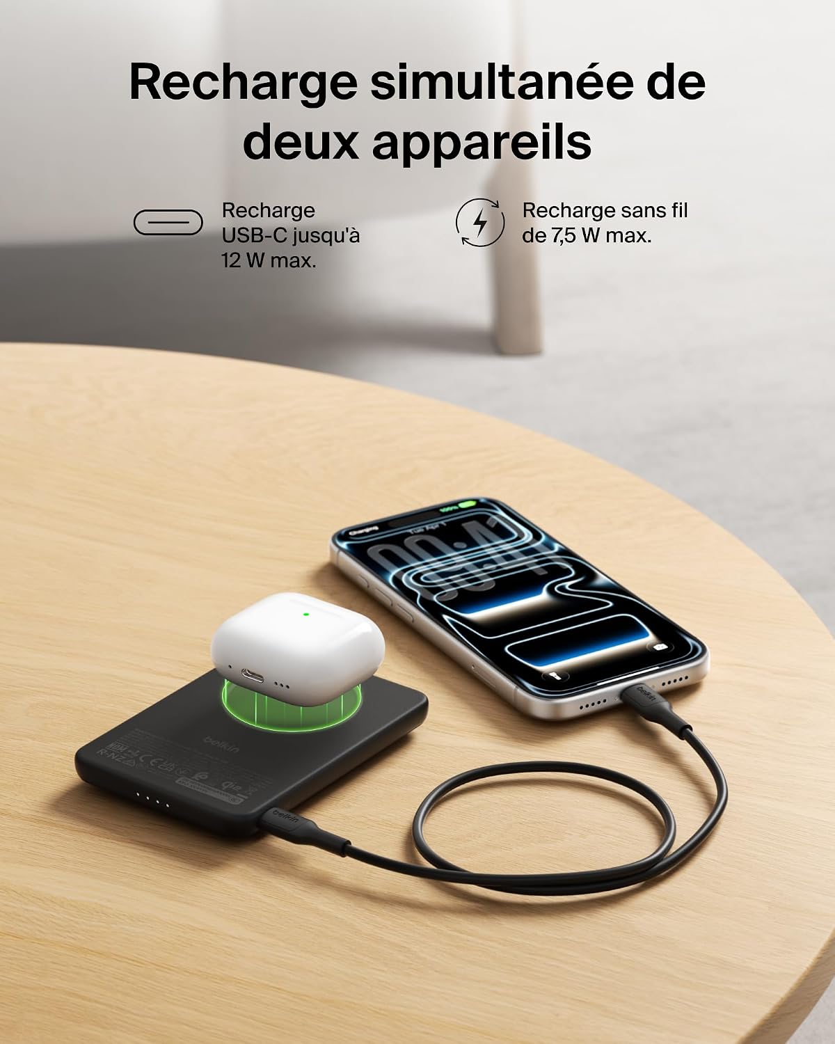 Thumbnail 6 de Belkin BoostCharge Batterie Externe Qi2 15 W – Chargeur portable magnétique 5 000 mAh