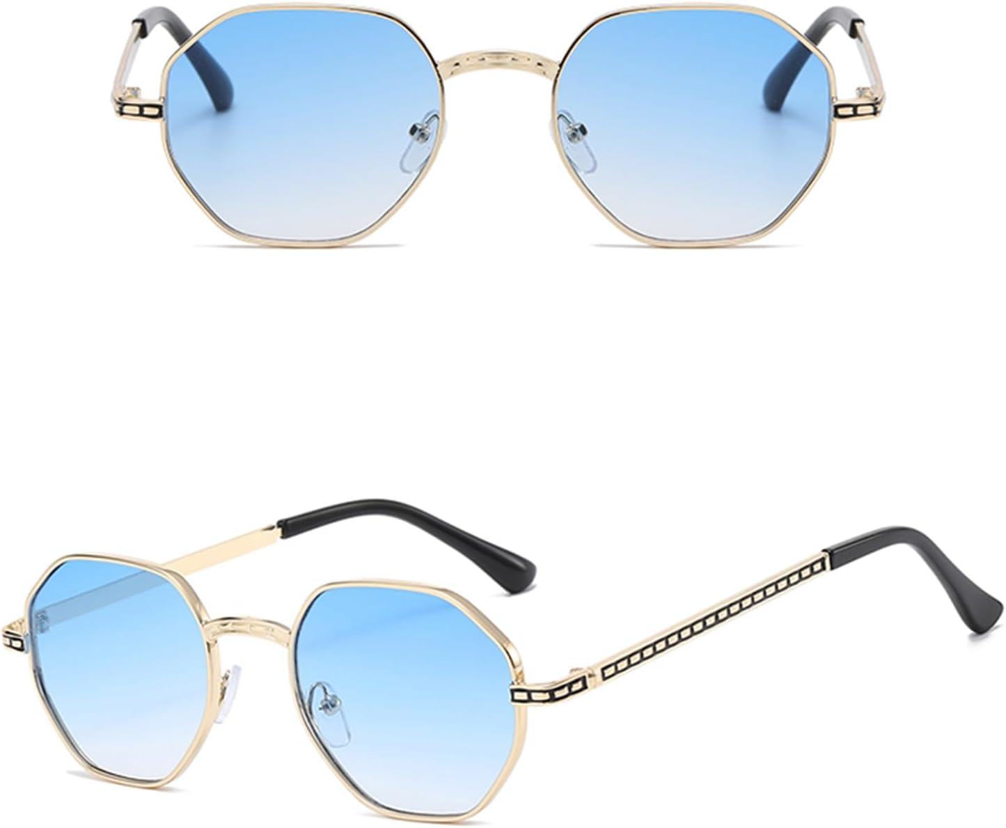 Detalle de YAMEIZE Metal Small Round Irregular Rimless Sunglasses