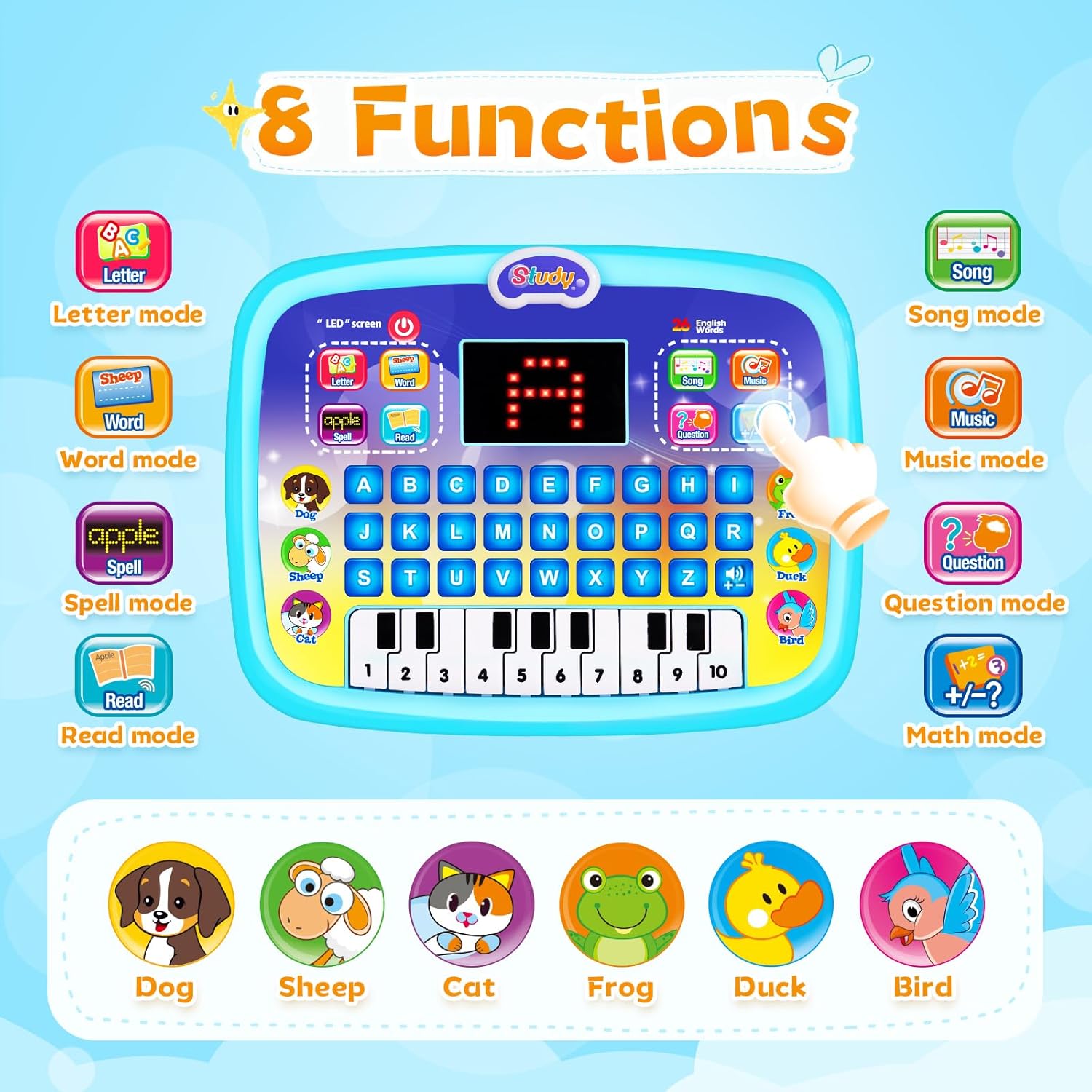 Detalle 2 de Molleyzi Kids Electric Learning Tablet Toy (for ages 1–4) – interactive word, music and learning modes