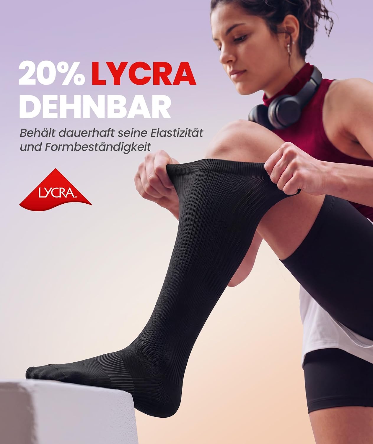 Detalle de Ruixue Kompressionsstrümpfe 20–30 mmHg, unisex – 2 Paar, gestaffelte Kompression, atmungsaktiv für Sport, Flugreisen und langen Sitz