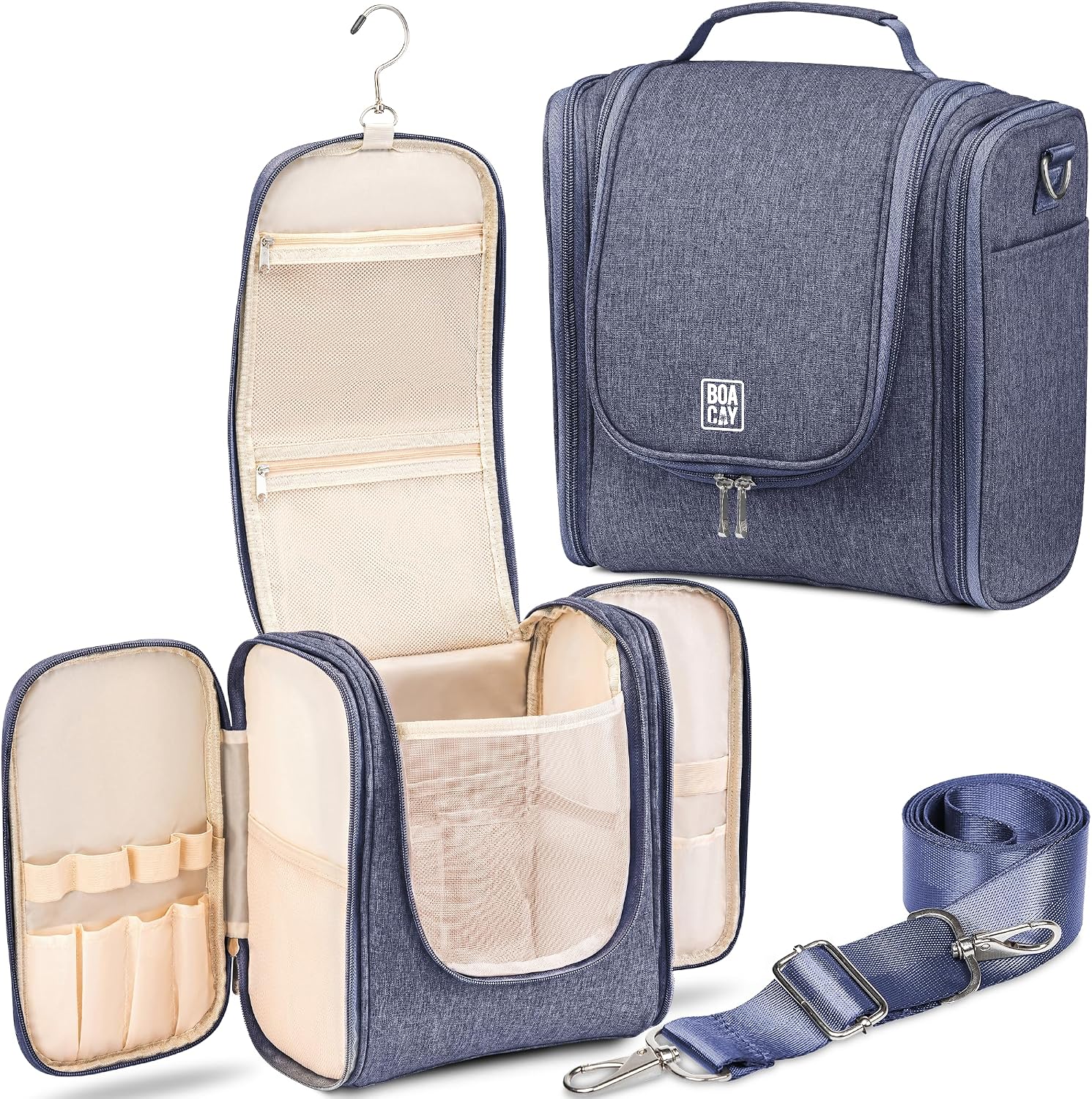 Detalle 2 de BOACAY Extra Large Hanging Travel Toiletry Bag with 21 Storage Spaces