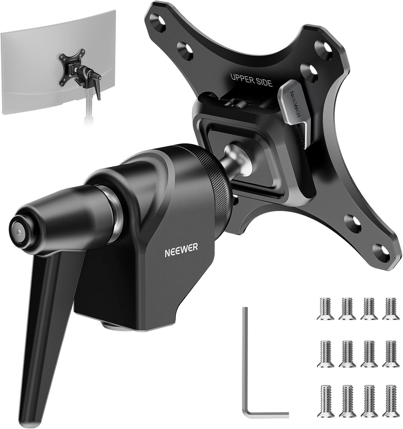 NEEWER Adattatore supporto monitor VESA MA016 con rilascio rapido tipo Arca, testa a sfera 360° e vite 5/8