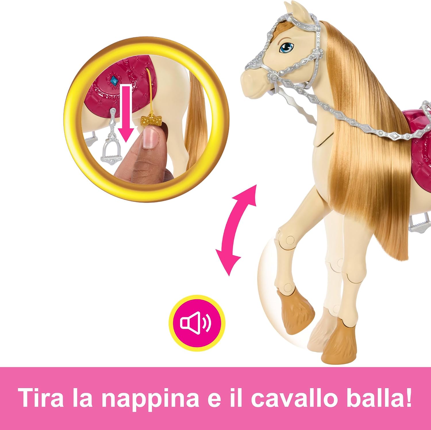 Detalle de Barbie Tornado: cavallo interattivo con luci, musica e accessori – HXJ42