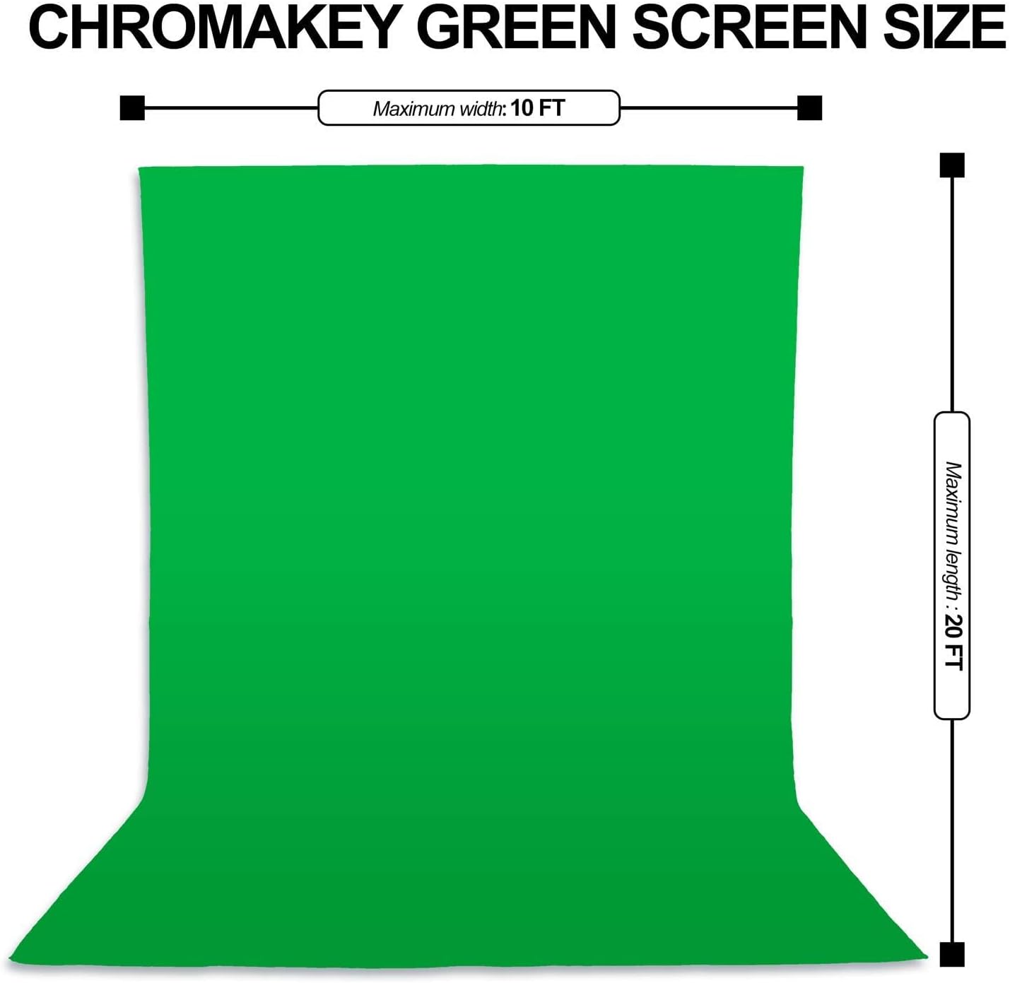 Detalle de EMART zielone tło chromakey z muślinu, kieszenią na drążek i 4 klipsami