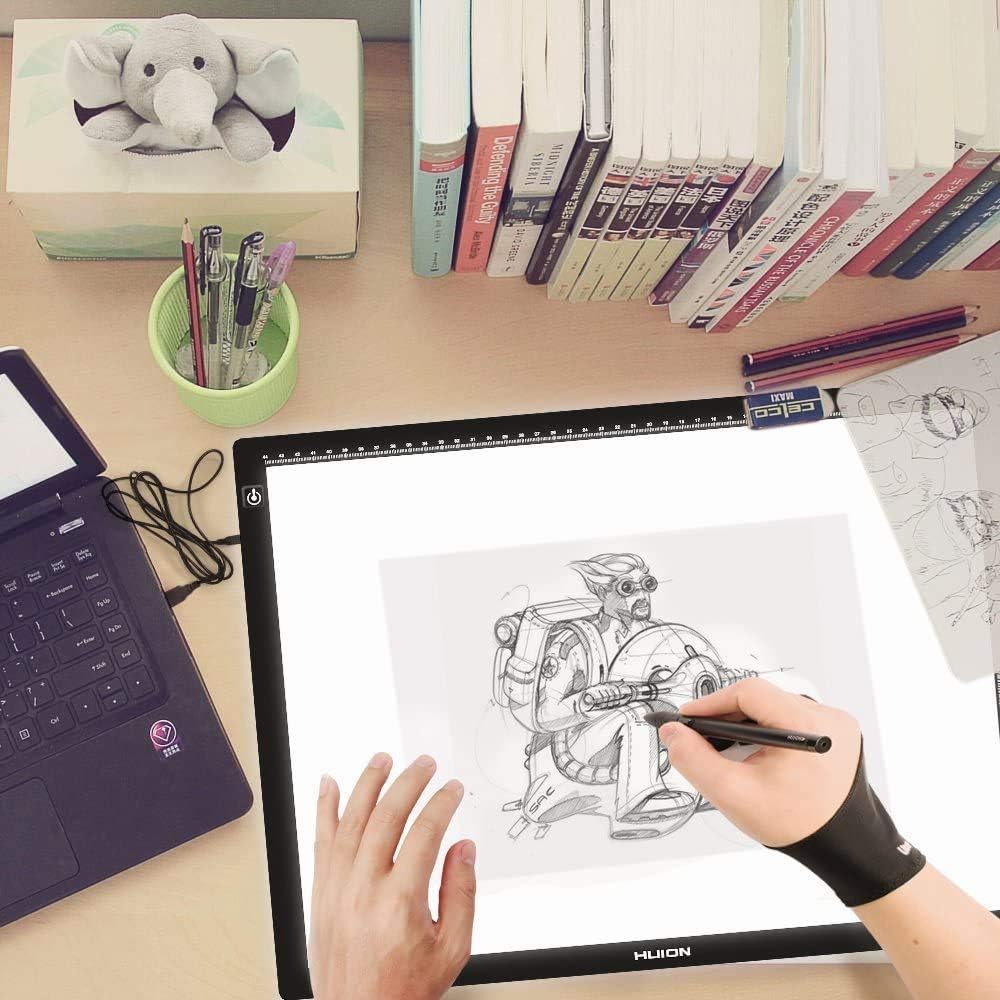 Detalle de Huion Cura Antifouling-Künstlerhandschuh für Grafiktabletts und Licht-Box-Anwender (Einheitsgröße)