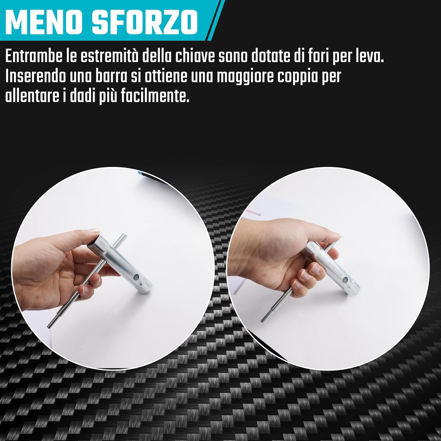 Detalle de DURATECH set di 10 chiavi a tubo con 2 leve metriche 6–22 mm (doppia esagonale) per idraulica e veicoli