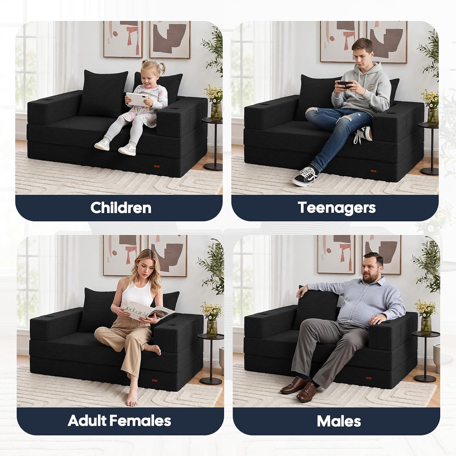 Thumbnail 6 de COMAX Futon Sofa Bed: 4-in-1 Convertible, Space-Saving Boneless Couch for Small Living Spaces