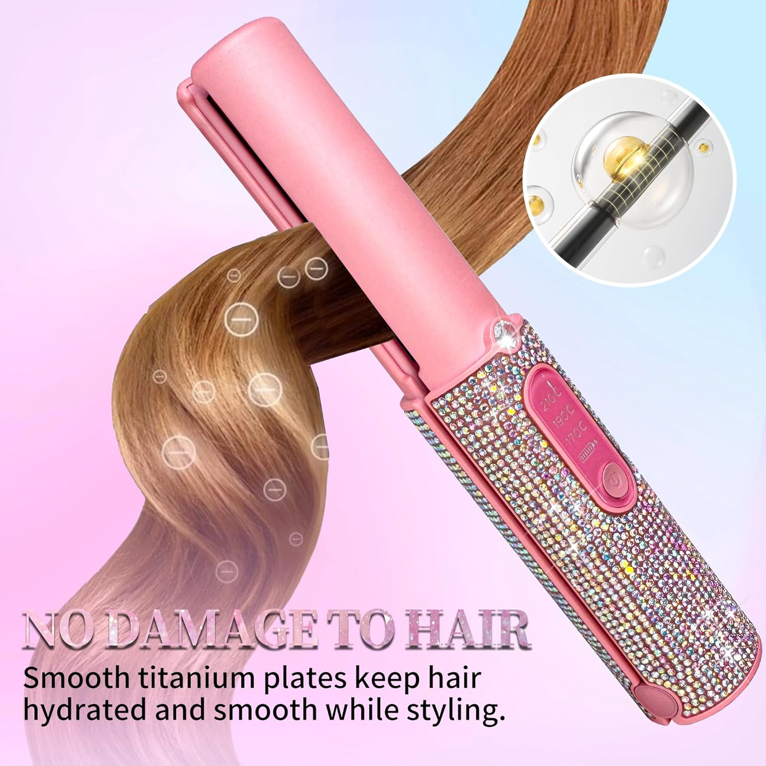 Thumbnail 2 de Cordless Hair Straightener 2-in-1: Travel-Friendly Flat Iron with 5000mAh Battery