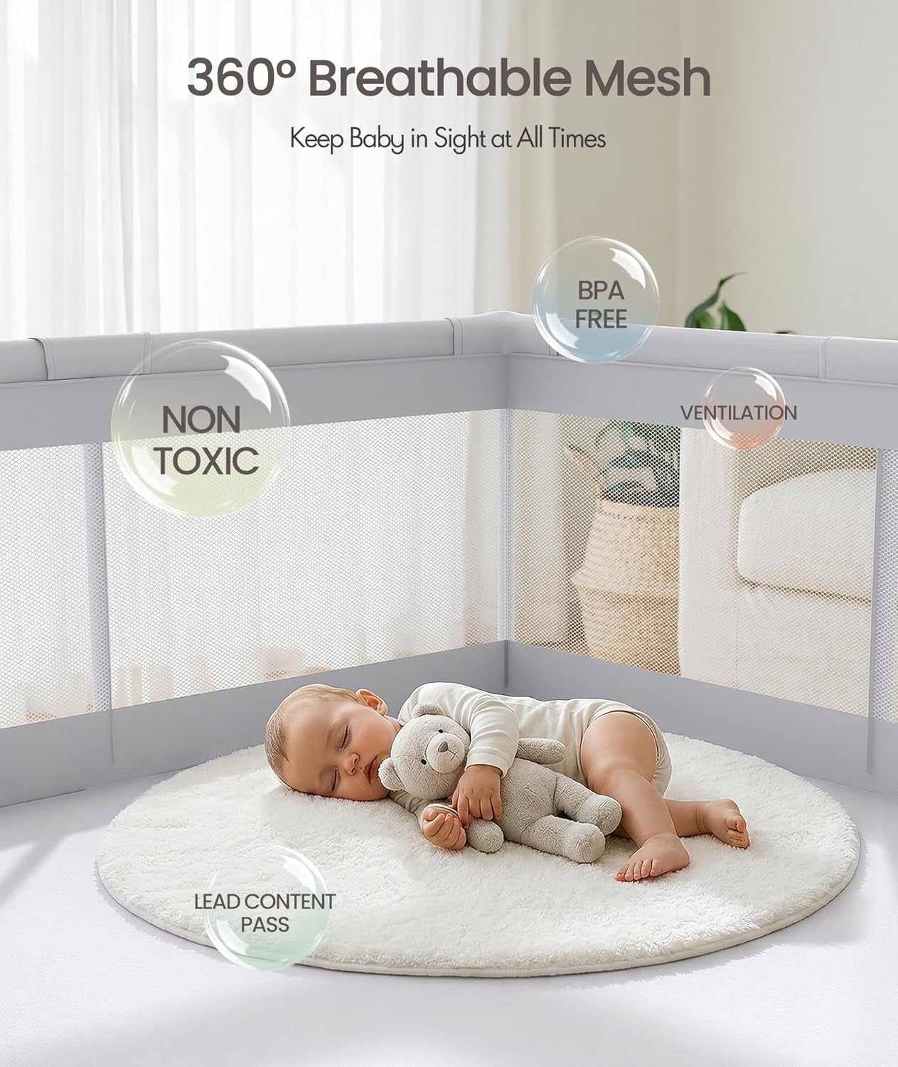 Thumbnail 3 de Fodoss Baby Playpen 47x47in Play Yard