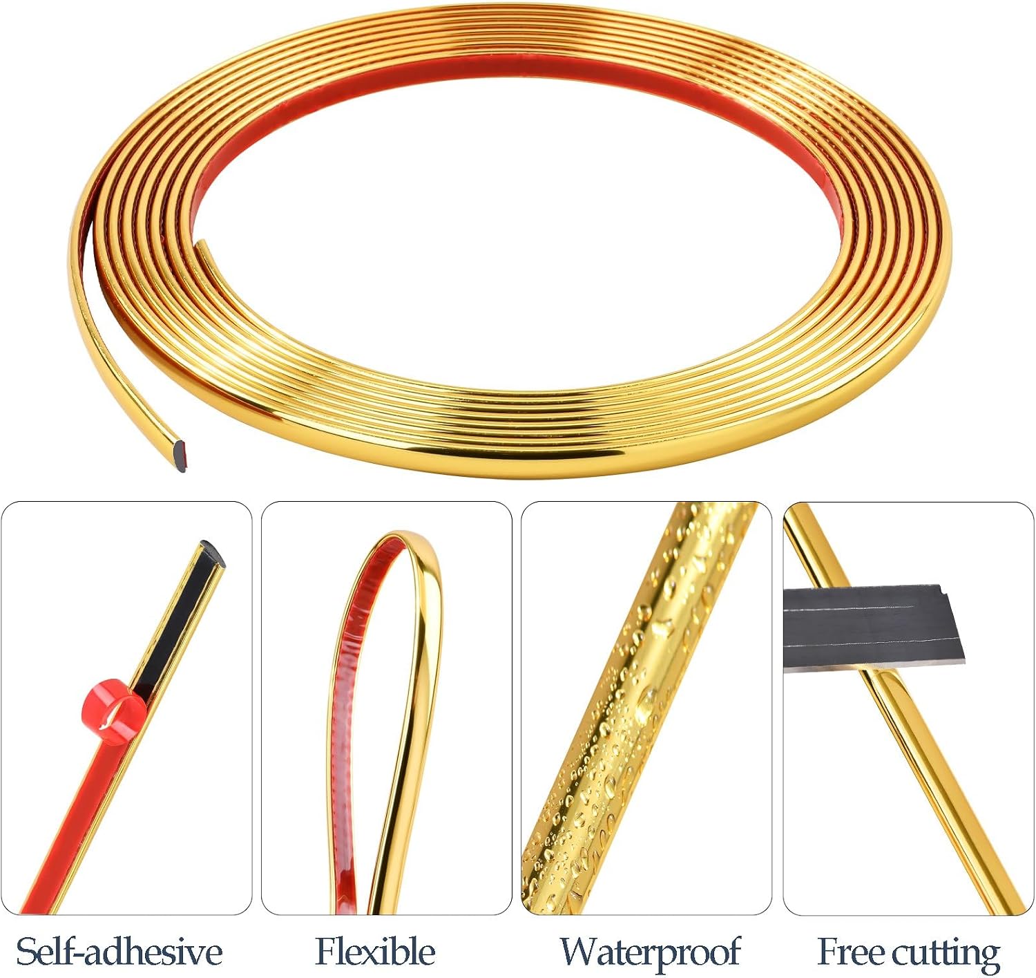 Detalle de Gold flexible moulding trim 10m, 8mm