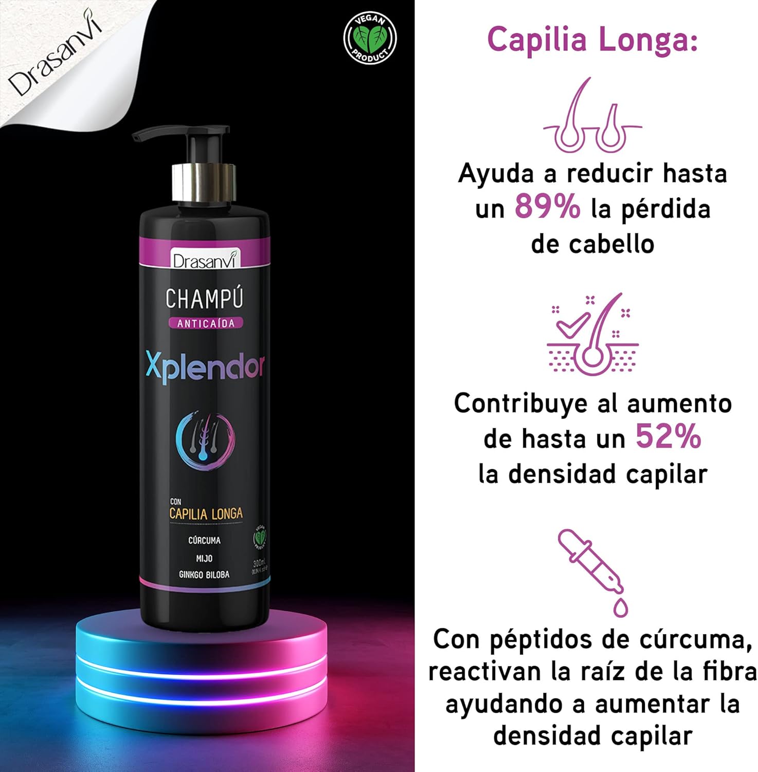 Thumbnail 2 de DRASANVI CHAMPÚ XPLENDOR - Fortalece tu cabello 🌿 300ml