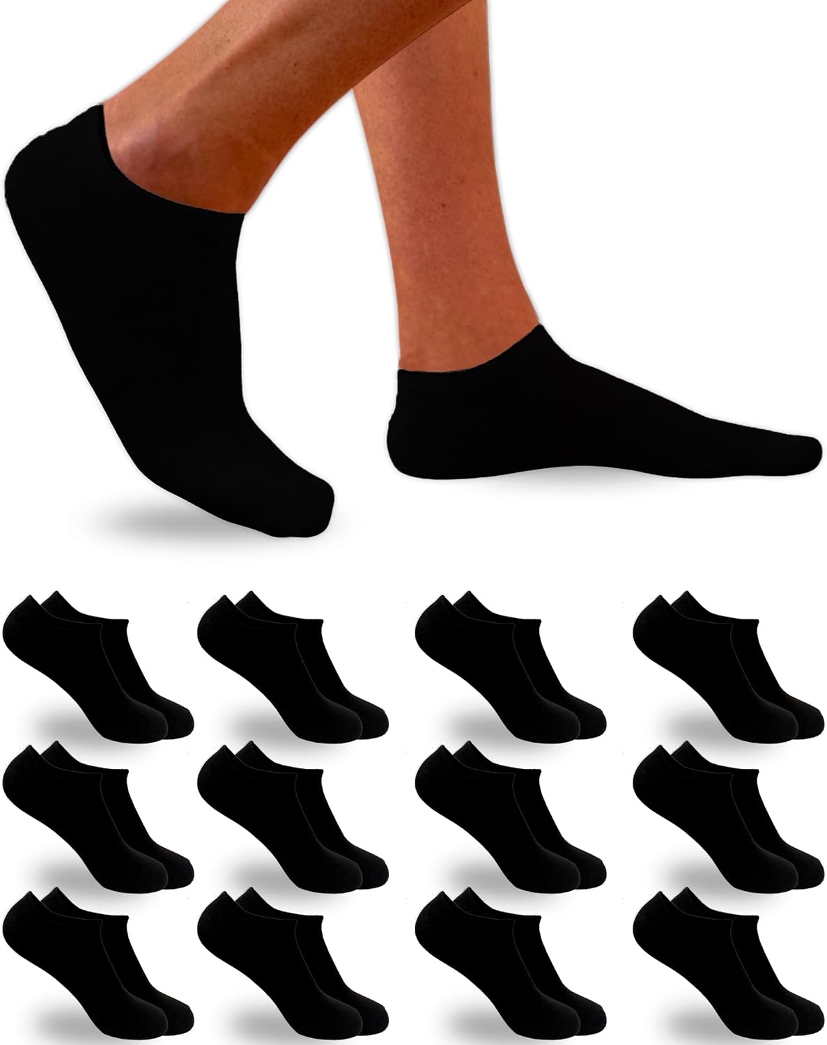 Detalle de DIVABONNA confezione da 12 paia di calzini corti per uomo e donna: traspiranti e antiodore per sneaker