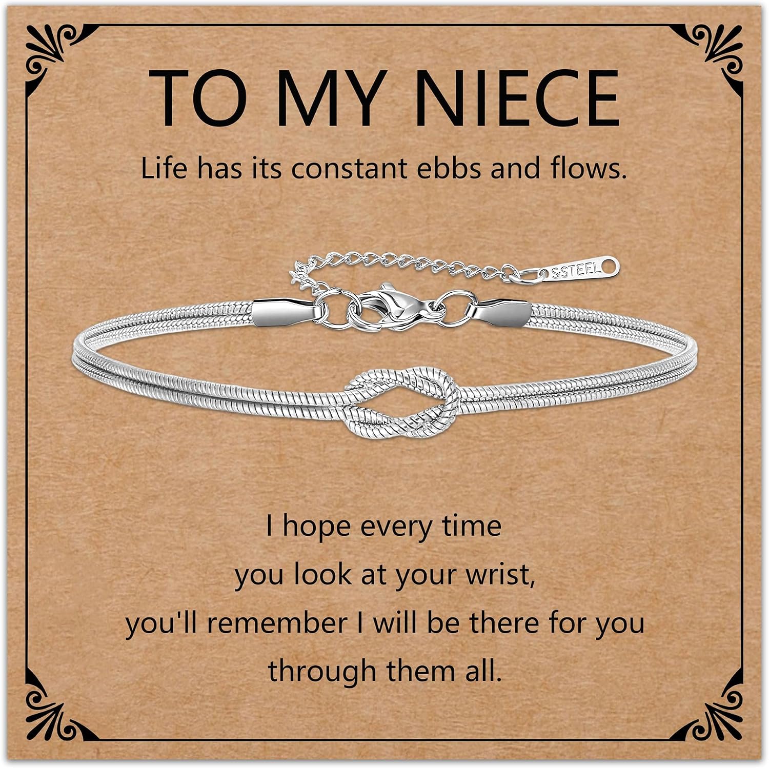 Thumbnail 6 de HEYEJET Liebesknoten-Armband aus Edelstahl (Silber/Gold) mit Schlangenkette – Geschenkidee für Paare, Frau & Mädchen