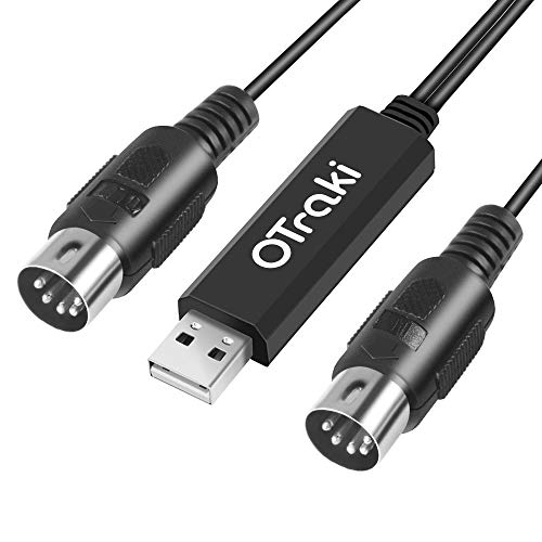 Detalle de OTraki Cavo MIDI 5-Pin DIN a USB Interfaccia Converter 1 In 1 Out – Controllo MIDI affidabile per tastiere, batterie elettroniche e studi musicali