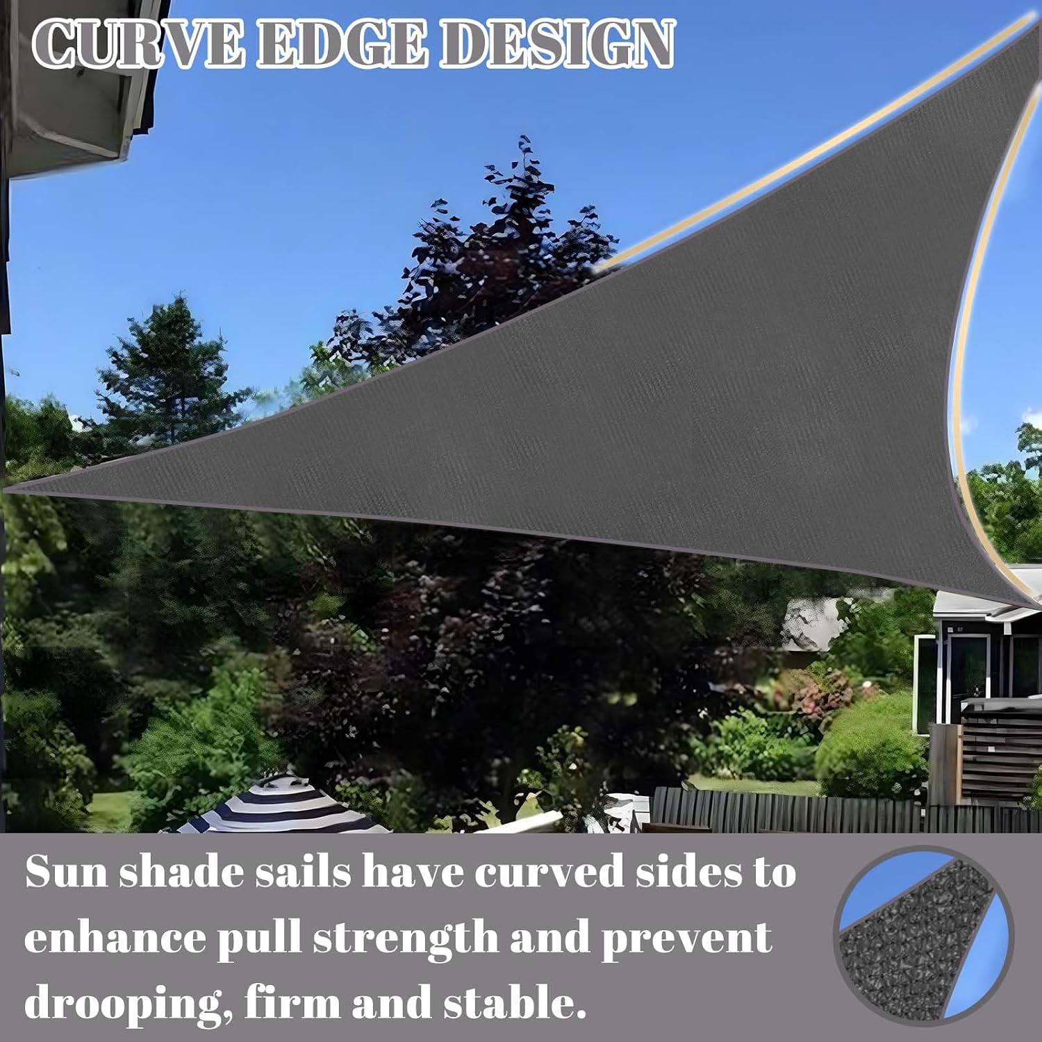 Thumbnail 2 de Cool Area Triangle Sun Shade Sail 8x8x8ft