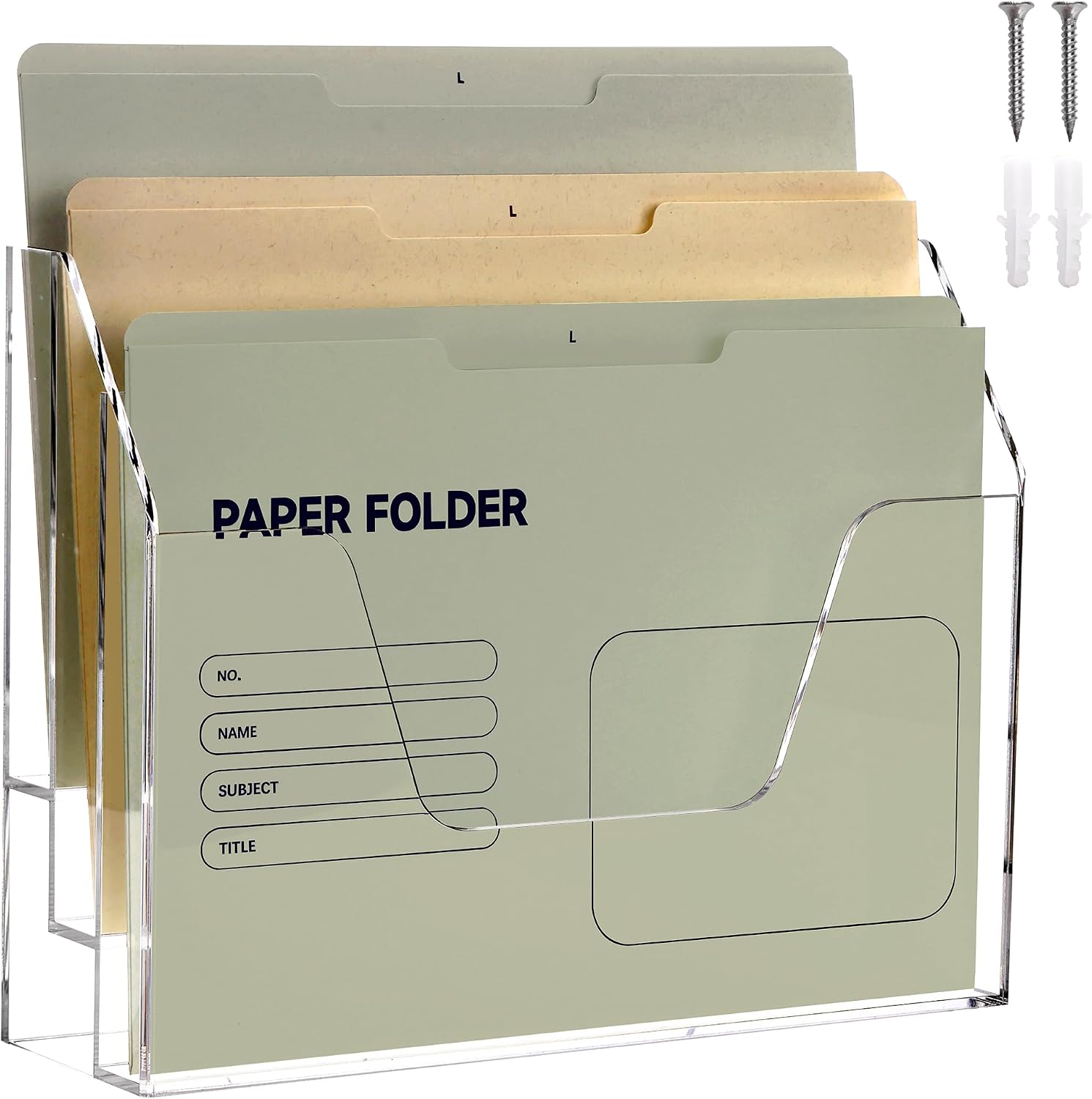 Detalle de SANRUI 3-Tier (Style A) Acrylic Wall File Organizer, Clear Mail and File Storage