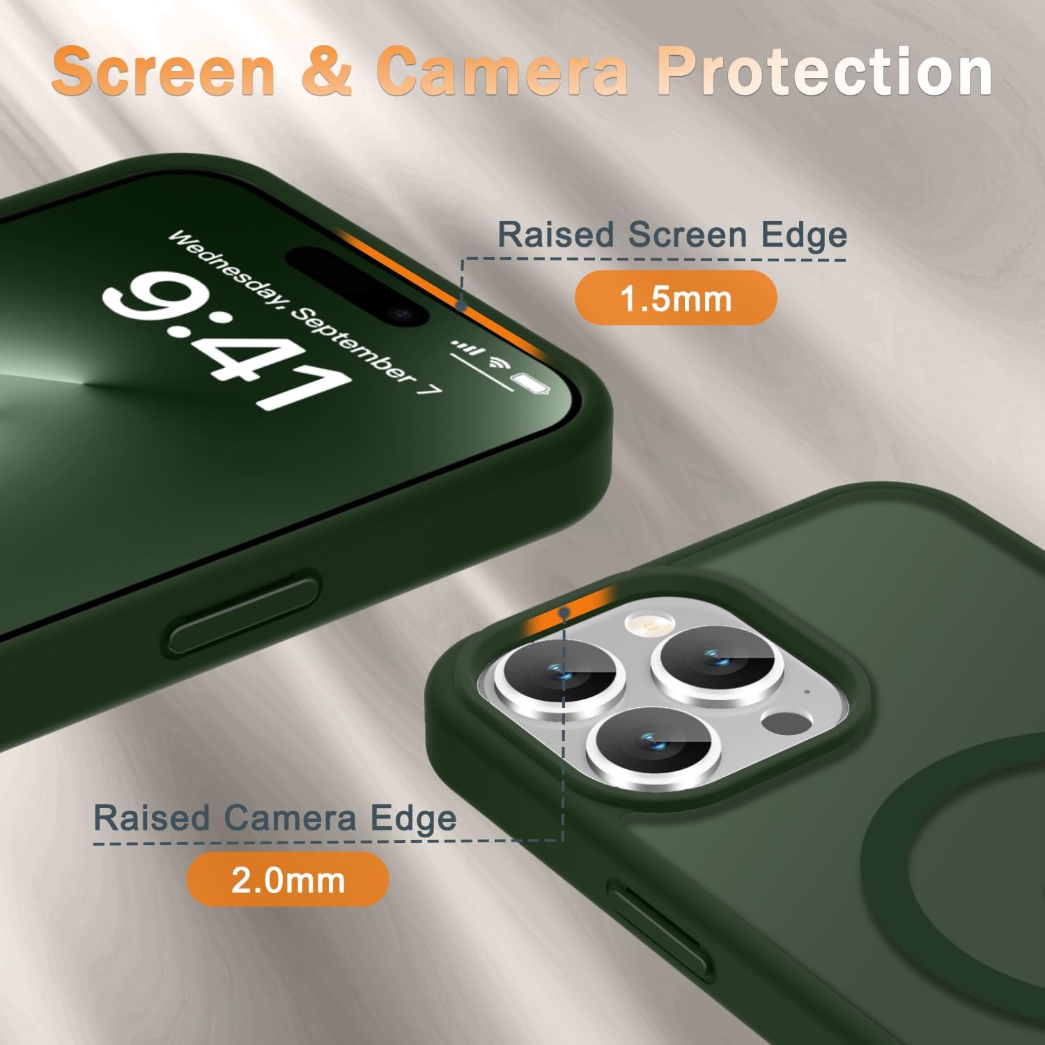 Detalle de YENAPOON iPhone 14 Pro Case, Sage Green
