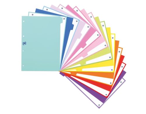 Detalle de Oxford Strongline: Separadores Archivador A4 de 10 colores y 4 taladros