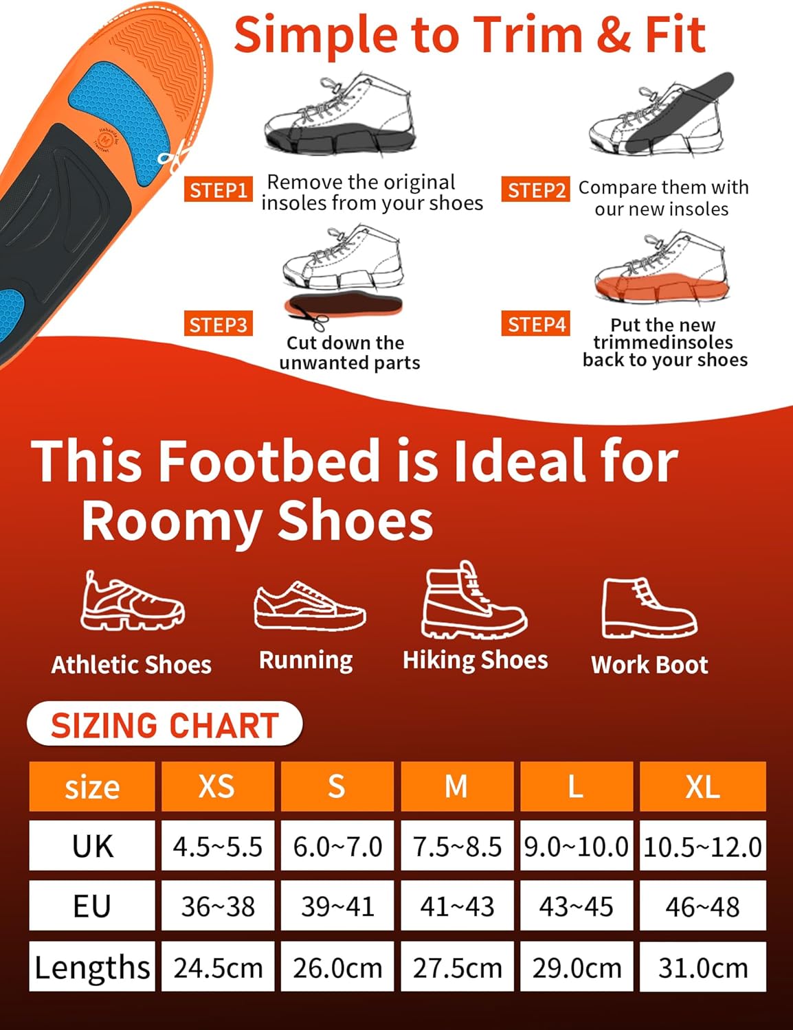 Thumbnail 5 de Trustfeet Work Insoles for Standing All Day with Arch Support (Work Boot Inserts)