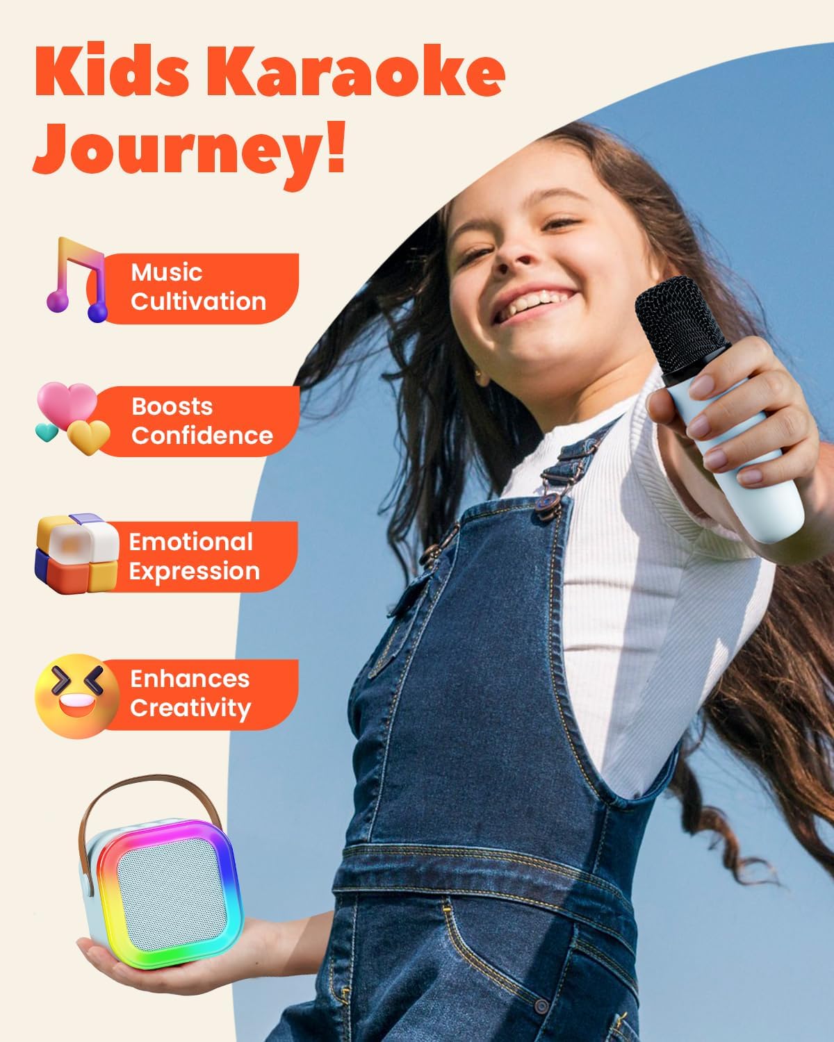 Thumbnail 1 de Kids Karaoke Machine 2 Mic: Portable Bluetooth Karaoke Speaker for Ages 3–12