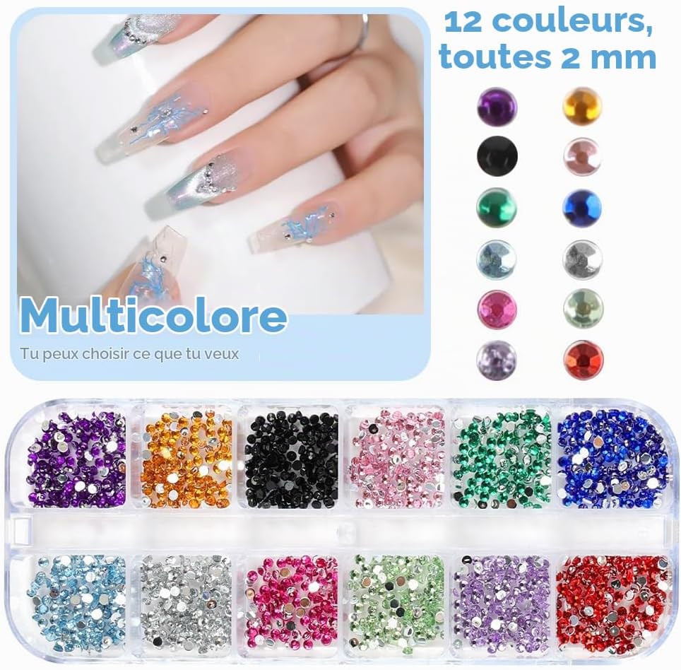 Thumbnail 5 de AUYAO nagelstrasskit met 4.200 harssteentjes in 6 maten, pincet en pen