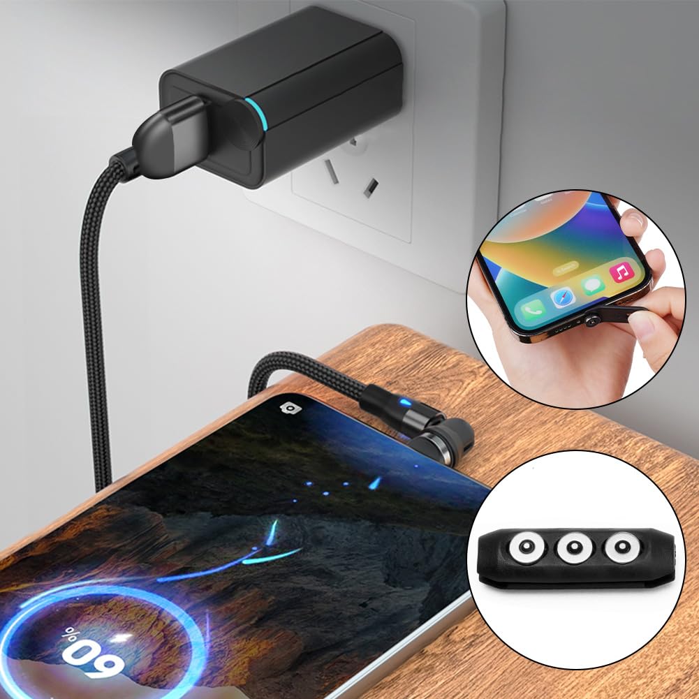 Detalle de AXFEE 2M 3-in-1 Magnetic Charger Cable with 540° Rotating Head and Organizer