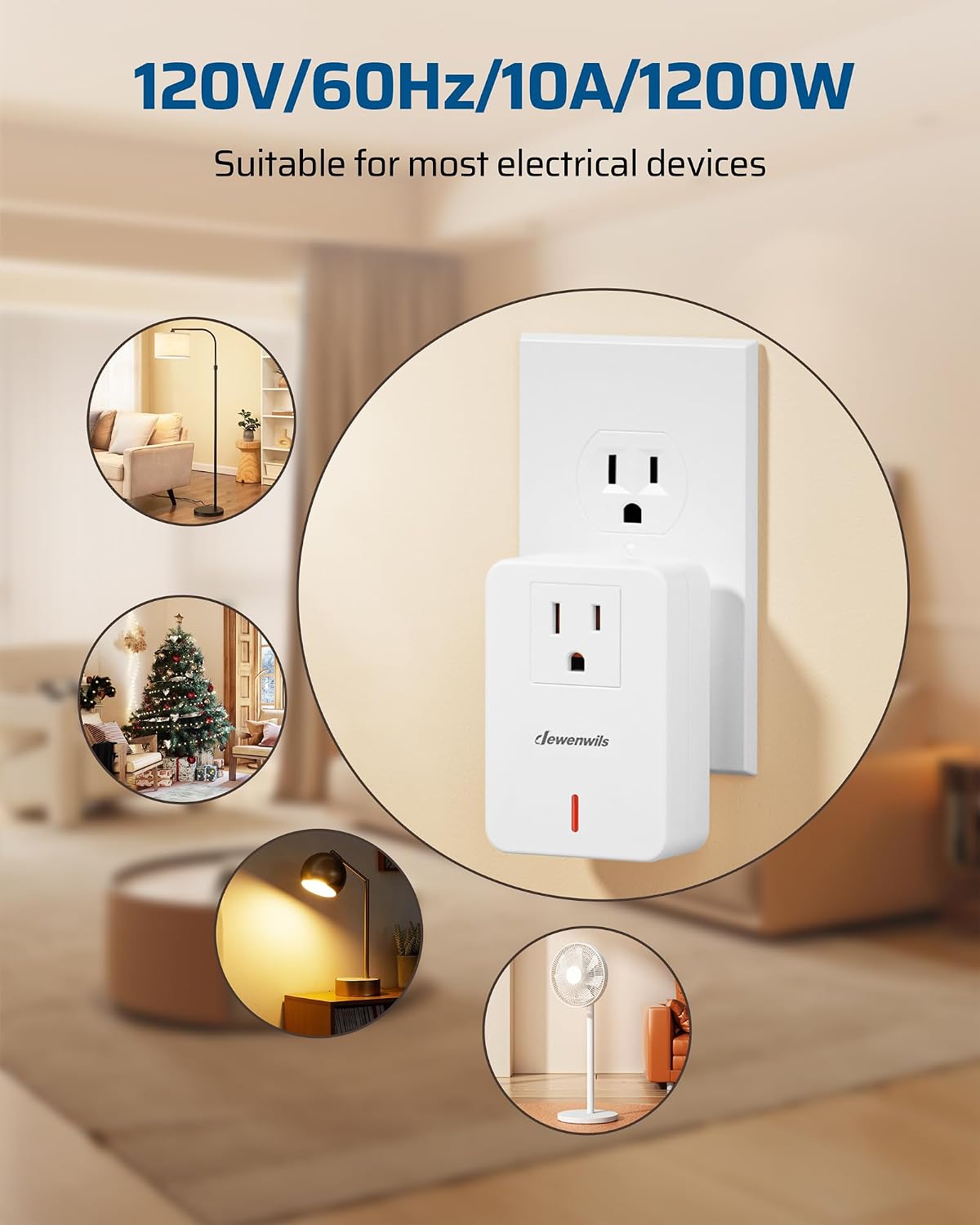Detalle 1 de DEWENWILS SHRLS11C Remote Control Outlet Switch, 100 ft Range, ETL Listed
