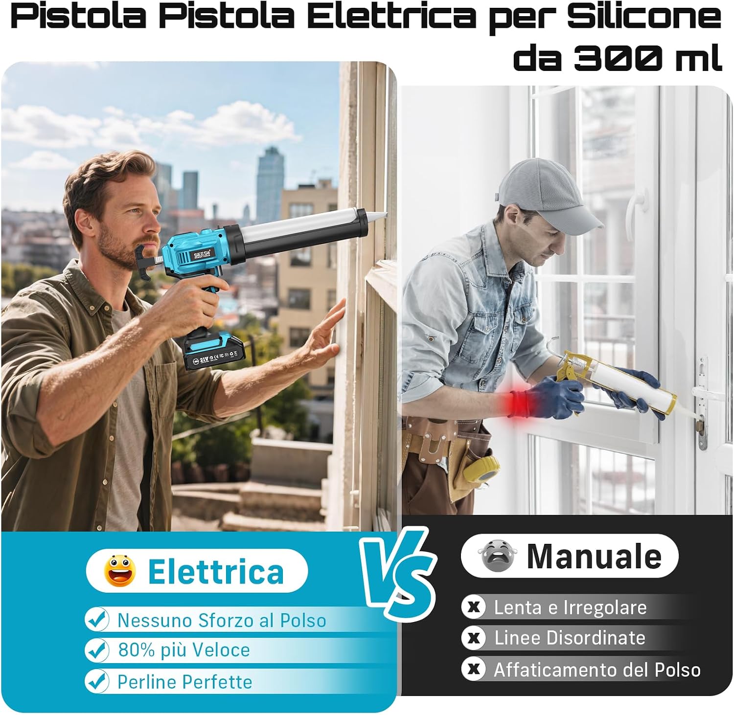 Detalle de SEESII pistola silicone a batteria con LED