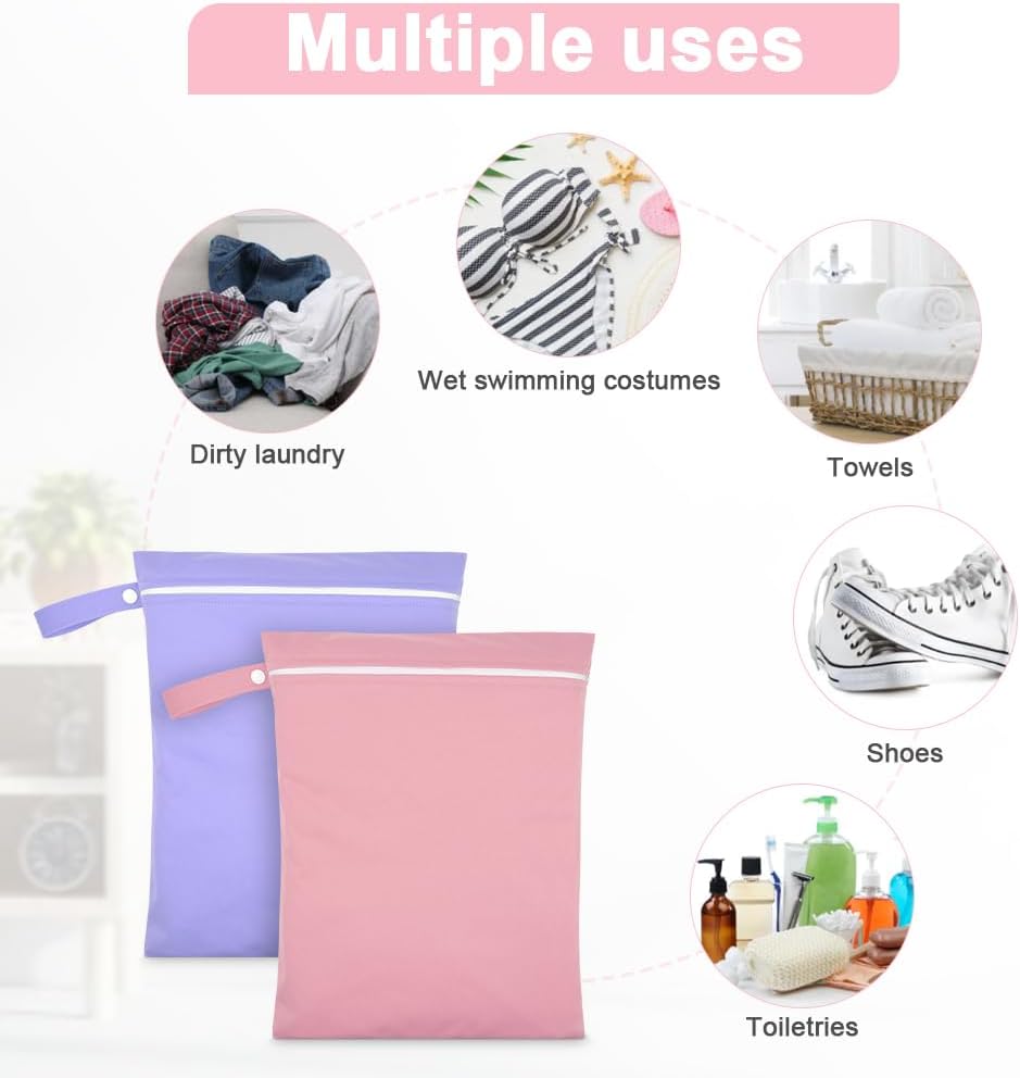 Thumbnail 4 de AOOSA 2PCS Wet Bags: Reusable Cloth Diaper Bags with Handle and Zipper