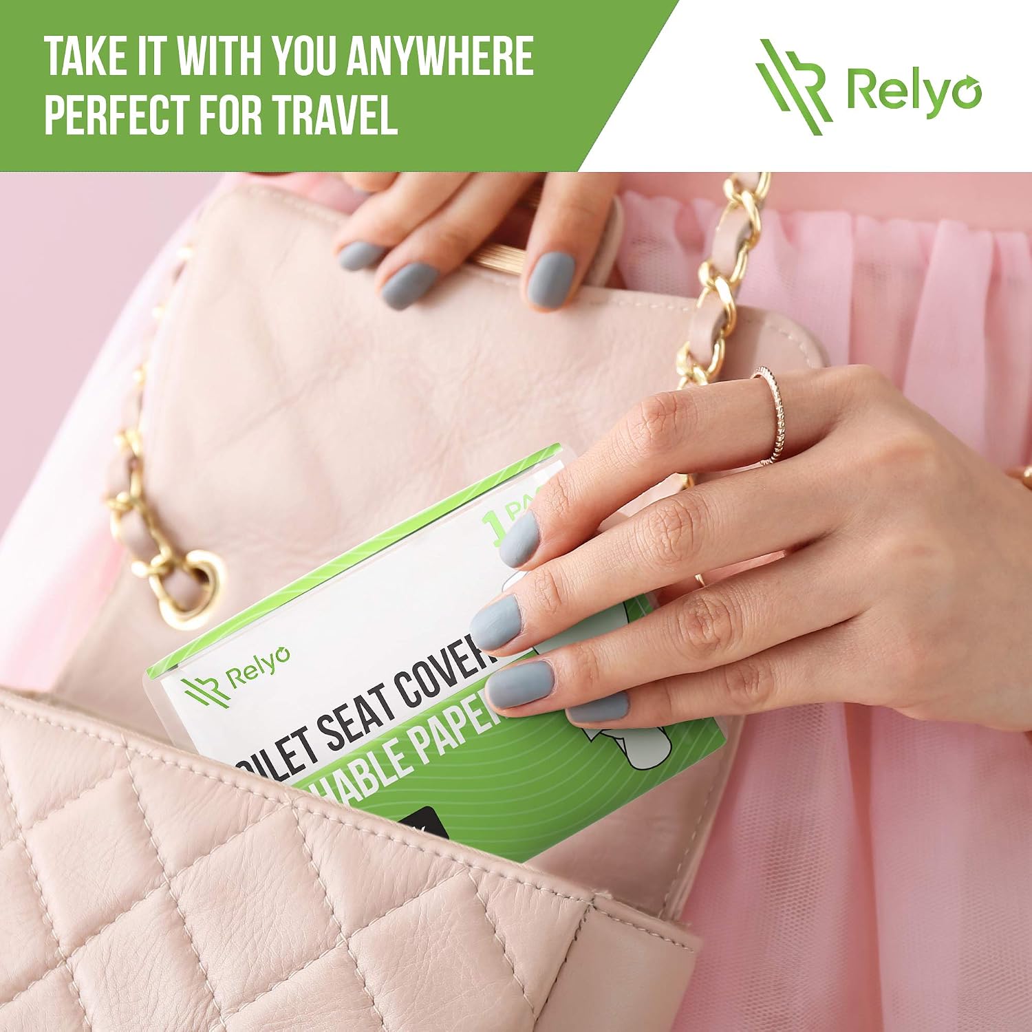 Detalle 2 de Relyo Toilet Seat Cover Paper Flushable (50 Pack) – XL, Biodegradable & Travel-Ready