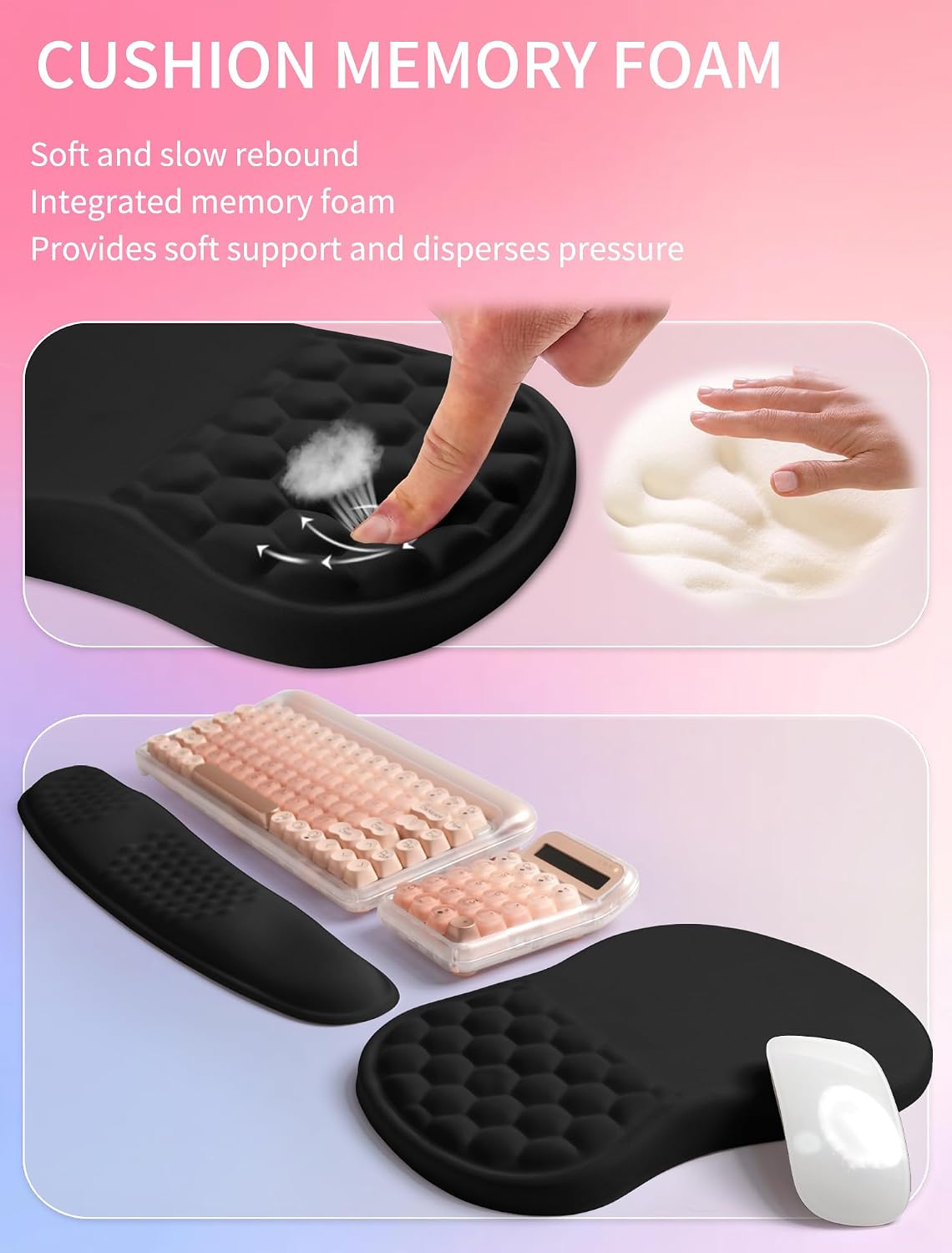 Detalle de Hokafenle KW2MP8-006 Keyboard Wrist Rest and Mouse Pad Set with Memory Foam