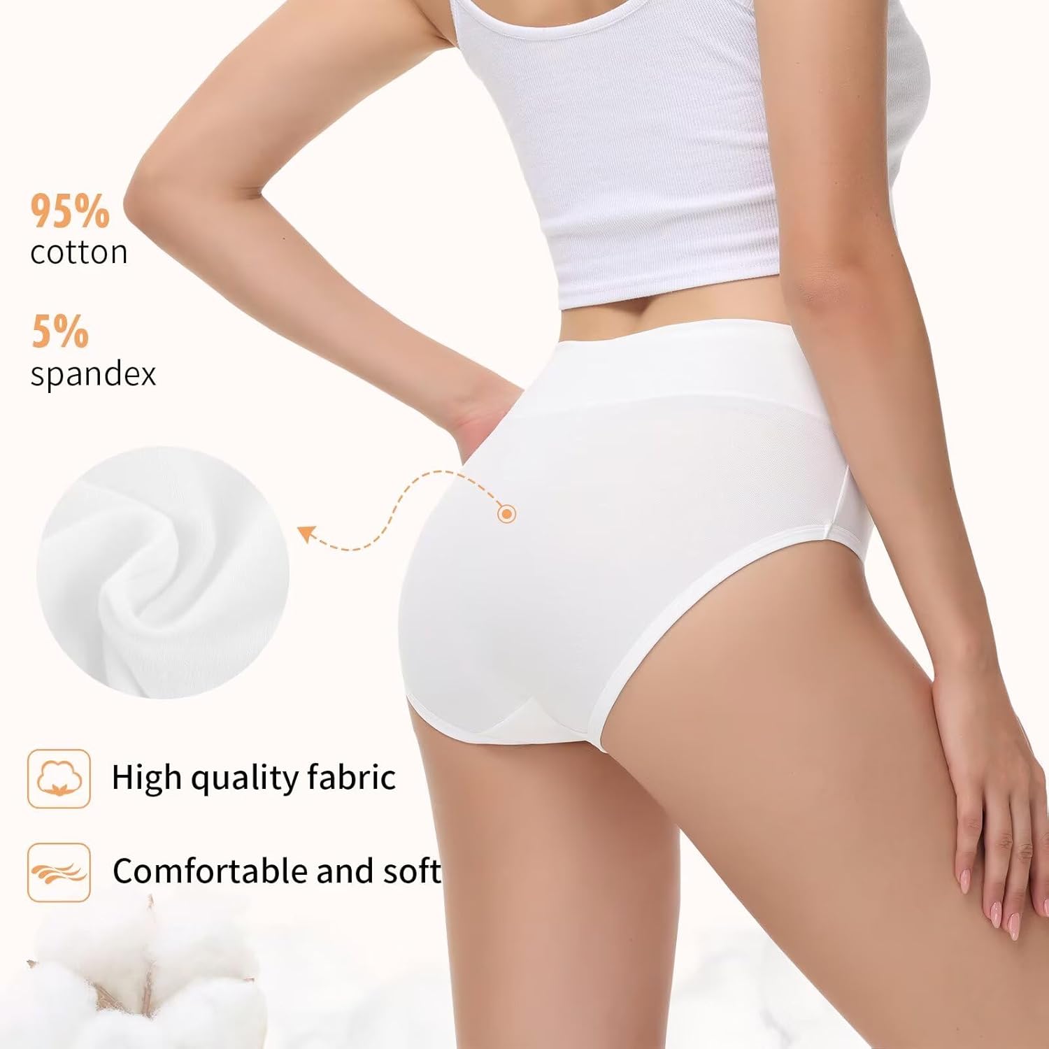 Thumbnail 2 de NUOZA Damen Slips im 5er-Pack aus Baumwolle – hohe Taille, atmungsaktiv für Alltag, Sport & Zuhause