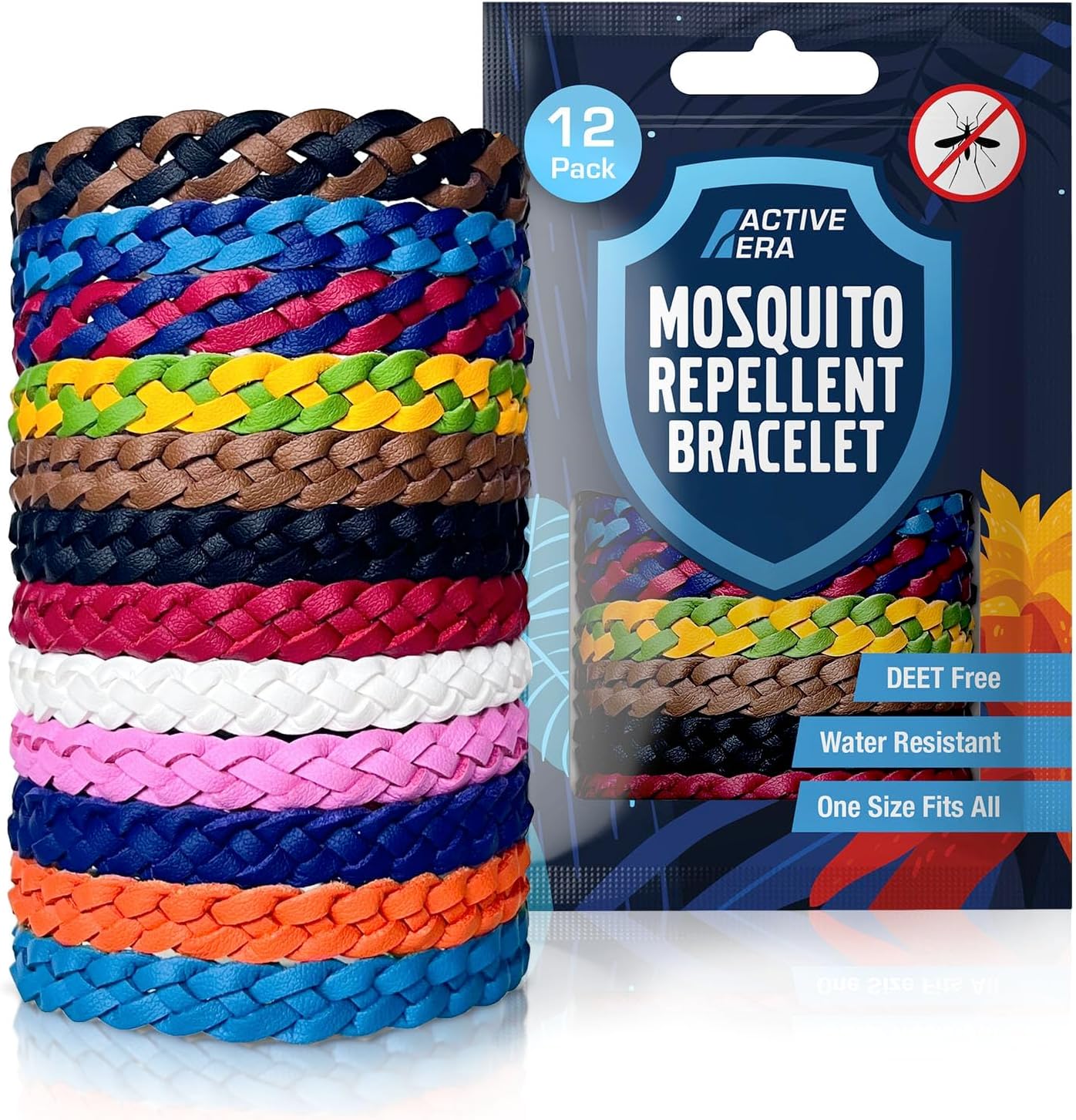 Active Era DEET-free Mosquito Repellent Bracelet (12 Pack) – waterproof citronella band for outdoor protection