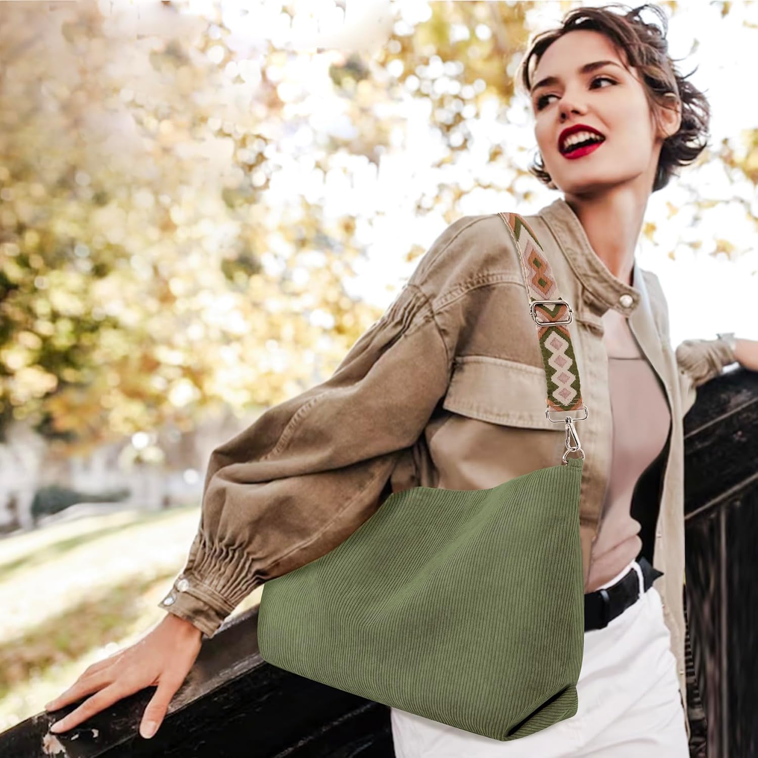 Thumbnail 1 de Prite corduroy tote bag for women with zip, adjustable shoulder strap & pockets