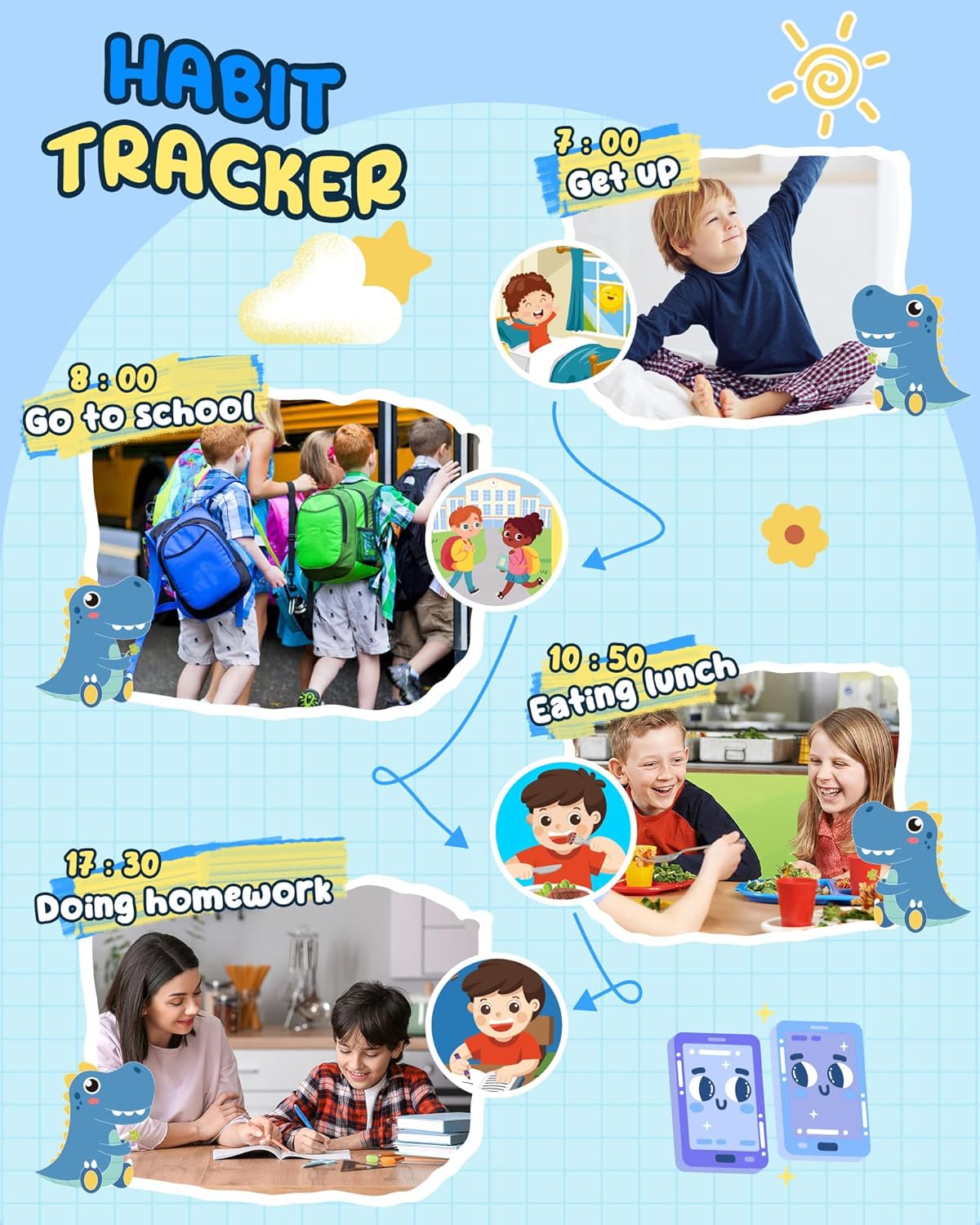Detalle de UCIDCI Kinder Handy Spielzeug mit Dual-Kamera – Lernspielzeug, MP3-Player und mehr (Blau)