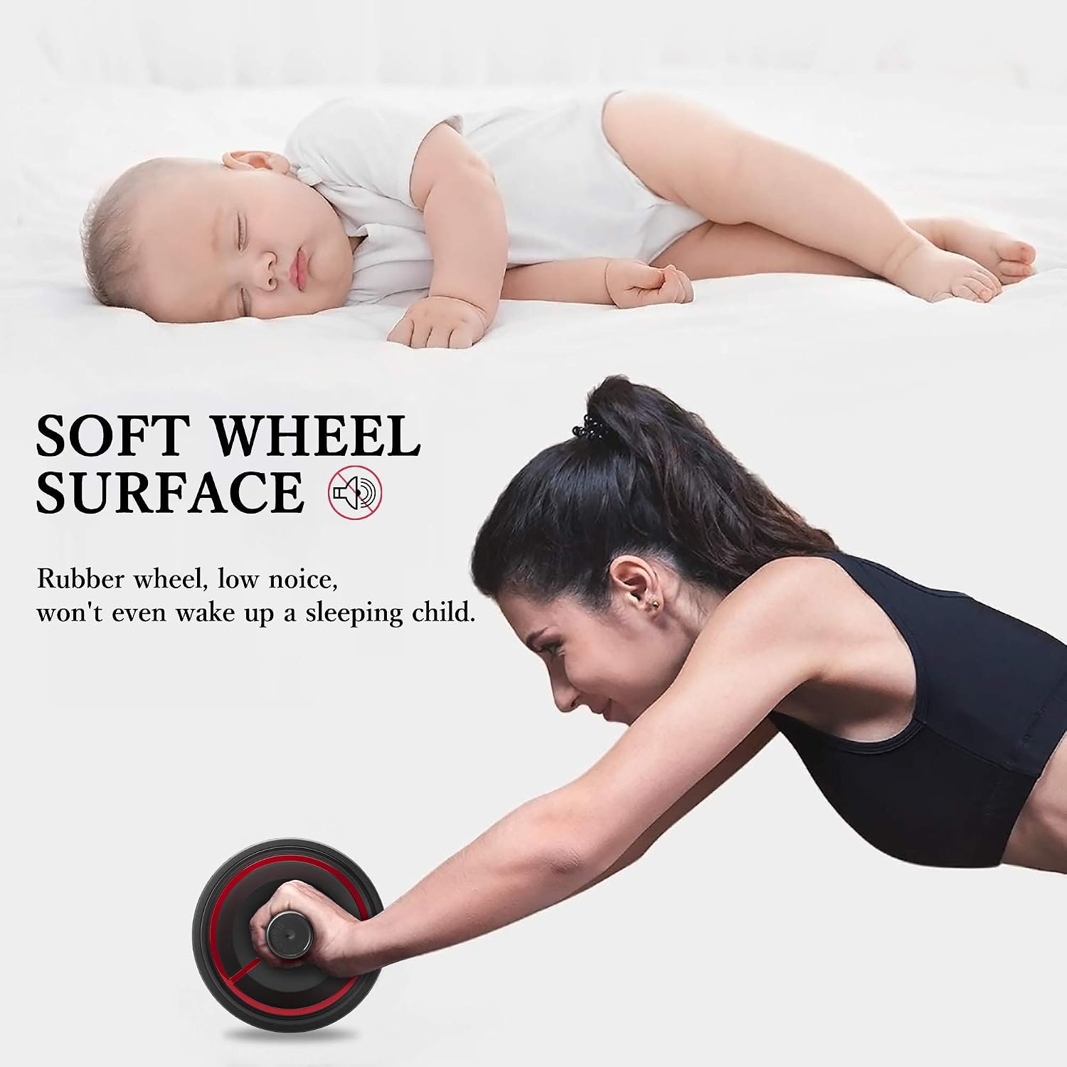 Detalle 2 de READAEER YDHW-001-B Ab Roller Wheel with Dual Rubber Wheels and Knee Pad
