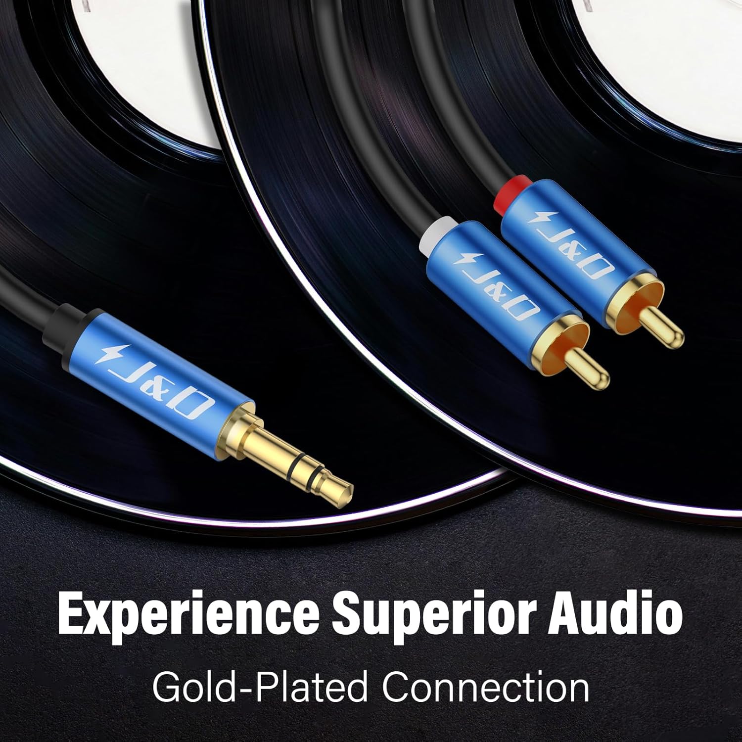 Thumbnail 2 de J&D 3.5mm to 2 RCA Stereo Audio Cable (10 ft) with Gold-Plated Connectors