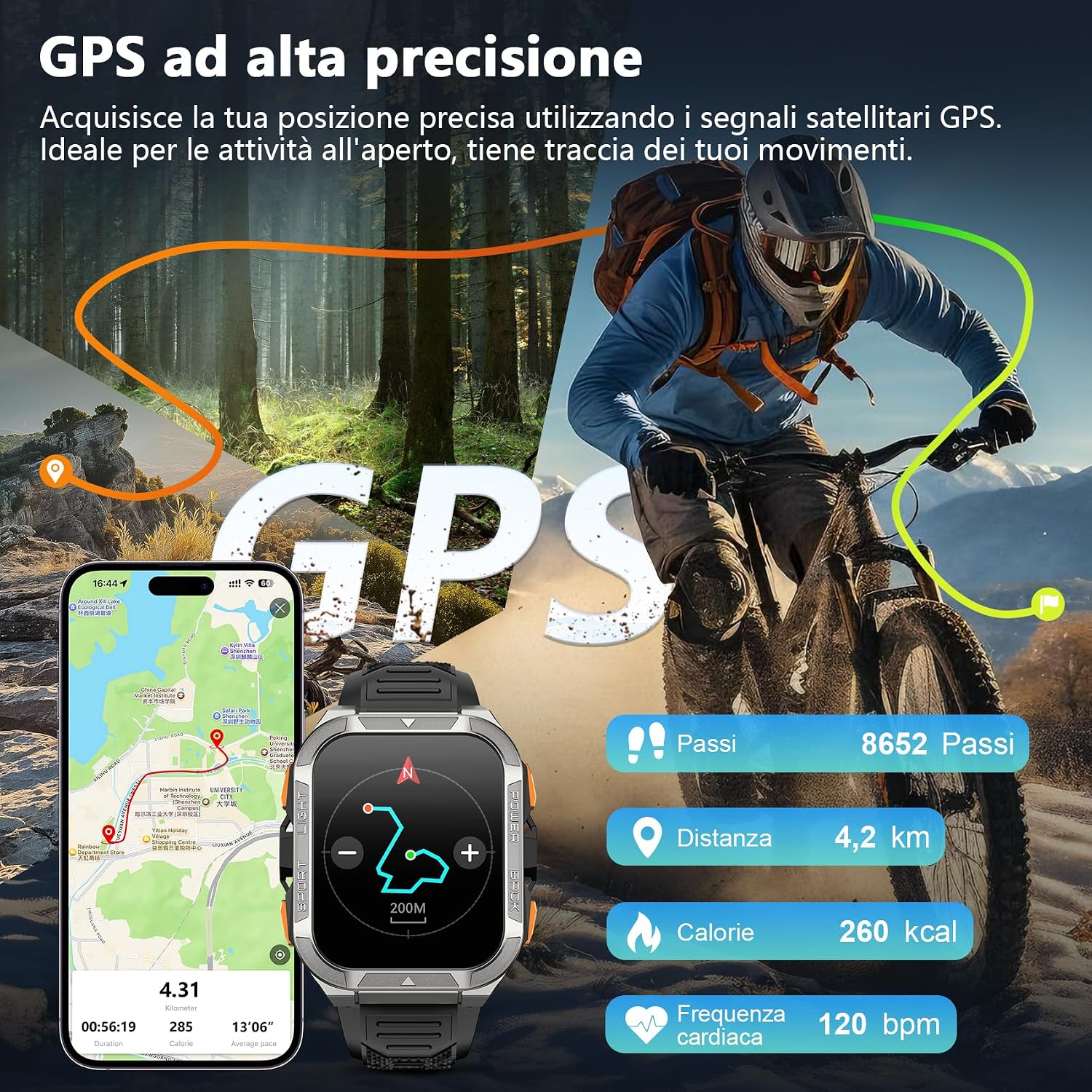Detalle de Blackview Smartwatch Uomo W80Pro: Orologio Smartwatch Militare con Chiamate Bluetooth e GPS
