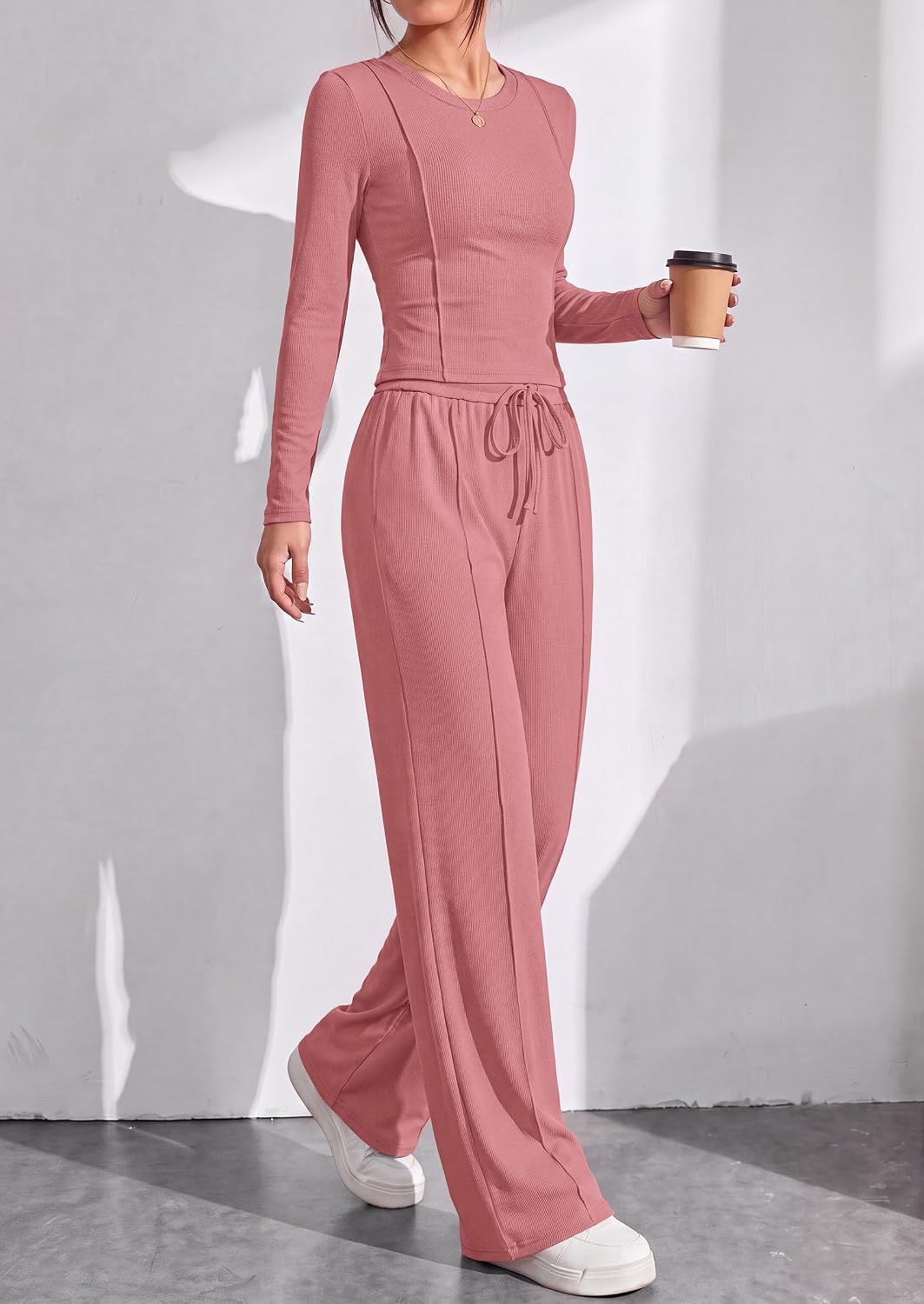 Detalle de PRETTYGARDEN Women's Two-Piece Set, Ribbed Knit
