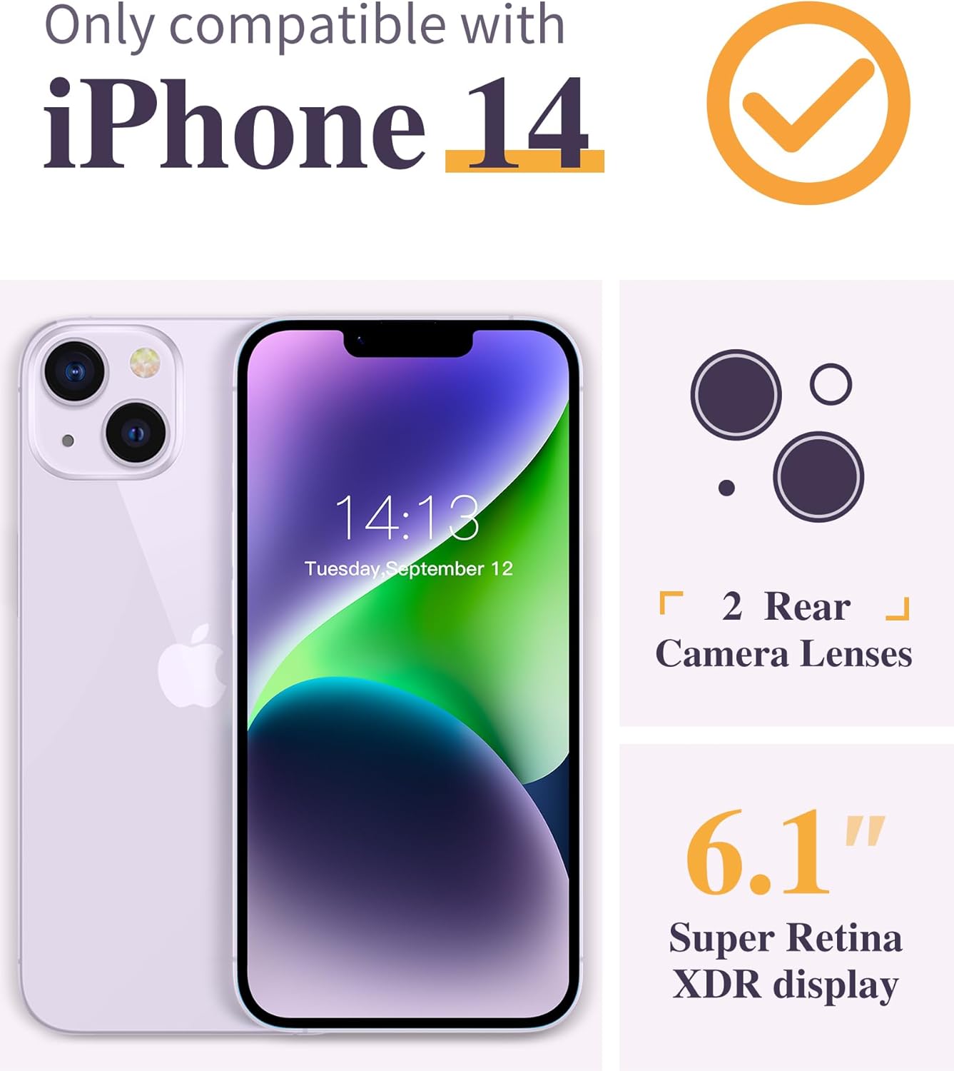 Thumbnail 1 de GVIEWIN iPhone 14 6.1-inch Case (2022) with tempered glass screen protector & camera lens protector