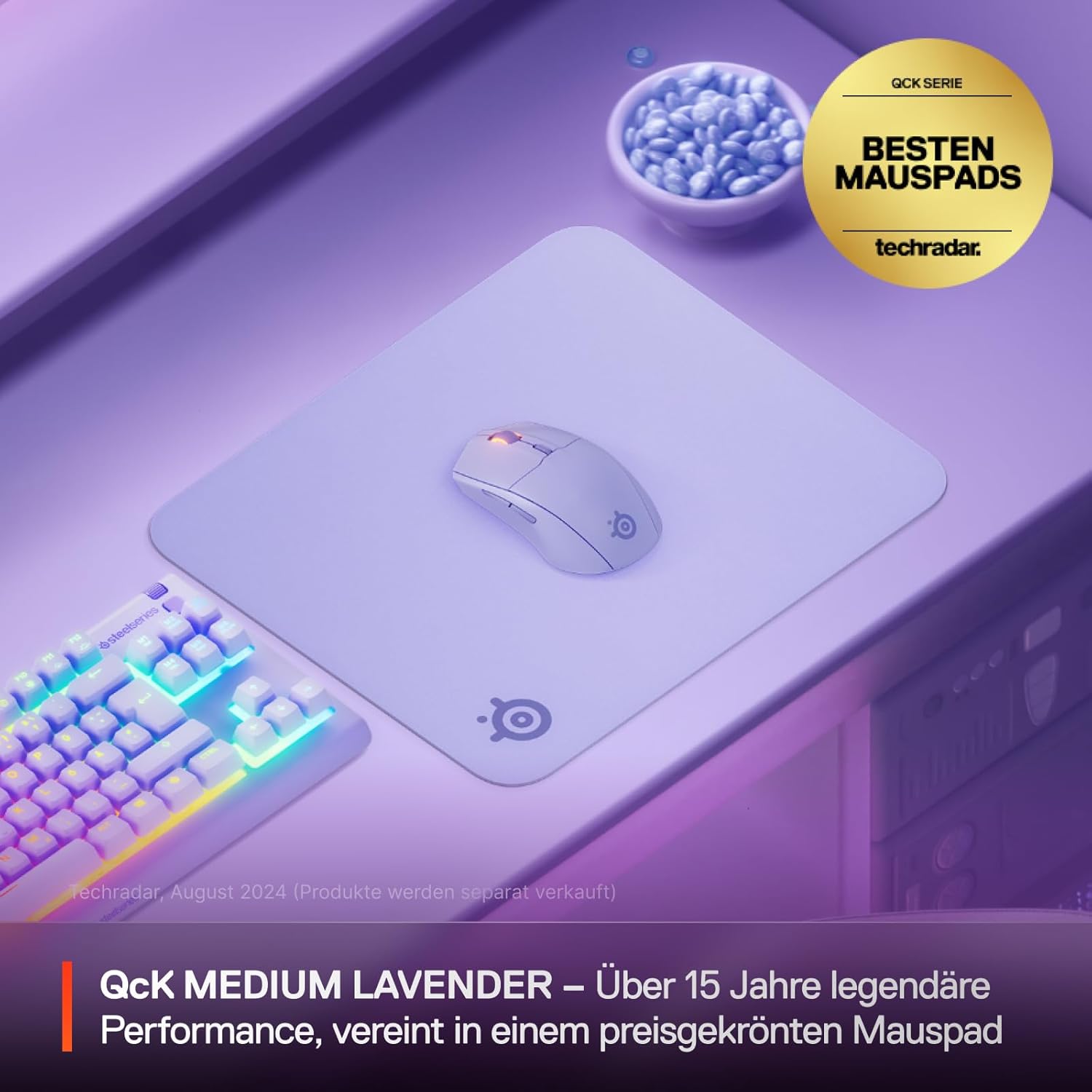 Thumbnail 1 de SteelSeries QcK Mauspad (mittel) – Lavendel – mit Anti-Rutsch-Gummierung, 320 x 270 mm
