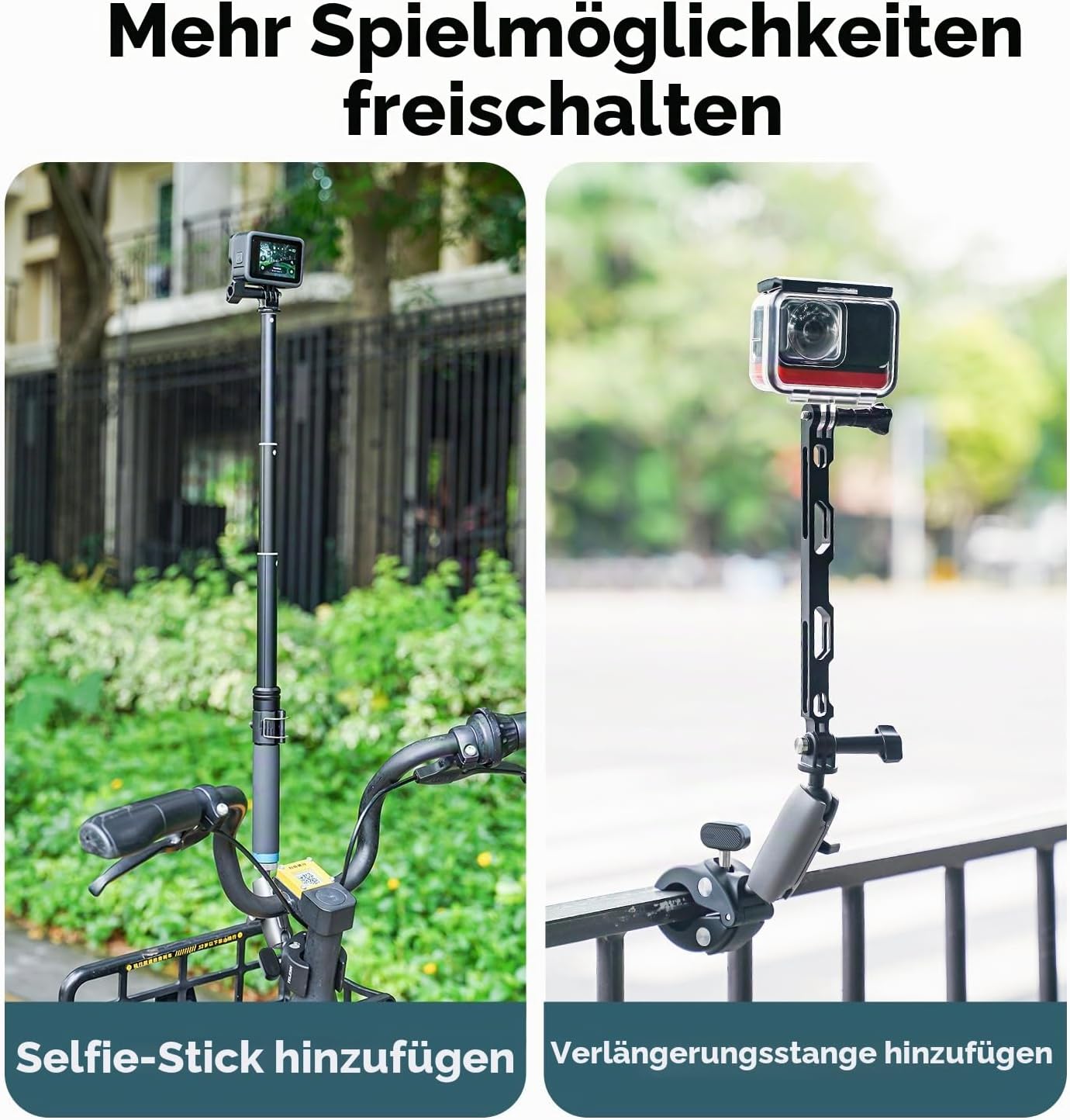 Detalle 1 de TELESIN Motorrad Halterung für Action-Cams mit 360°