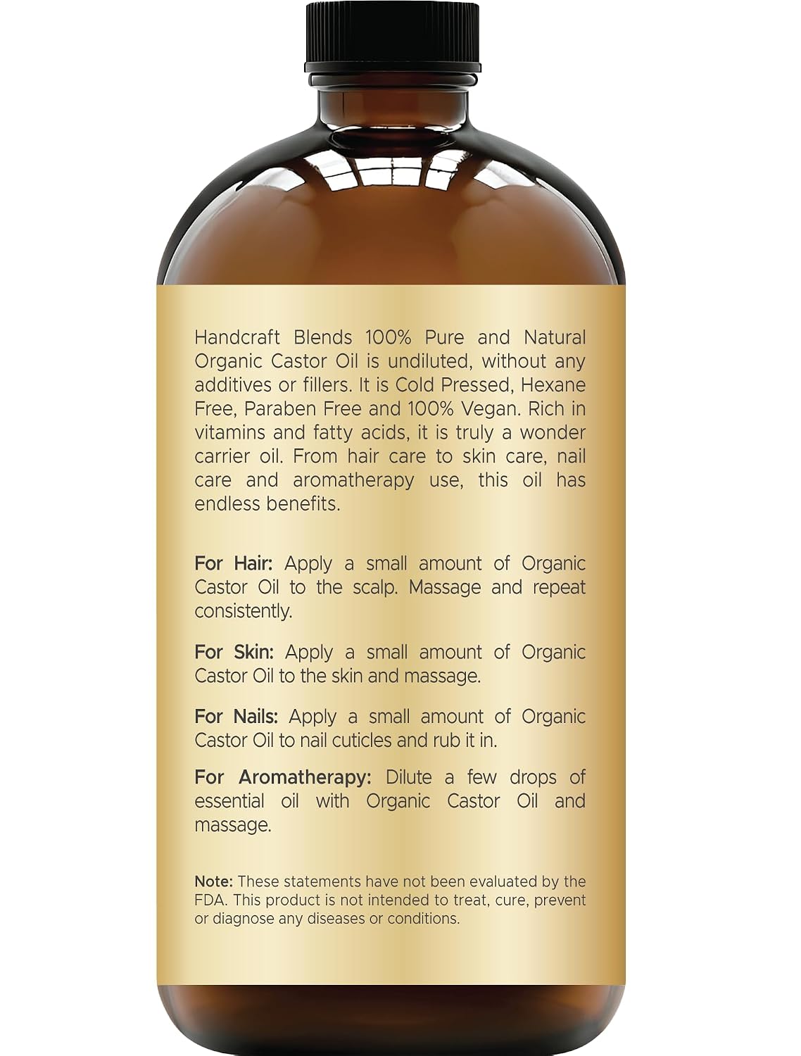 Detalle 2 de Handcraft Blends Cold-Pressed Castor Oil, 16 Fl Oz ⚙