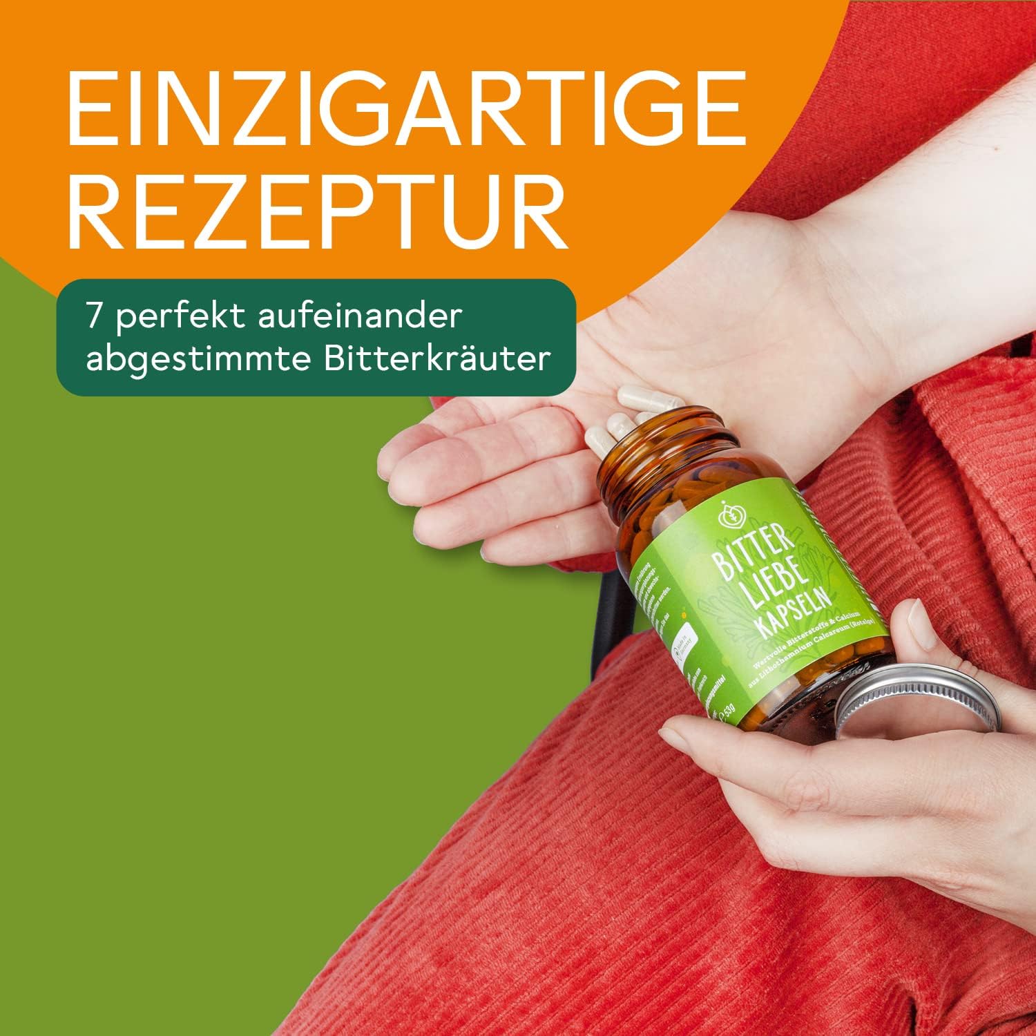 Detalle de BitterLiebe Bitterstoffe Kapseln – Hochdosierte Bitterstoffe mit Mariendistel, Löwenzahn und Artischocke (vegan, Hildegard von Bingen) – 90 Kapseln