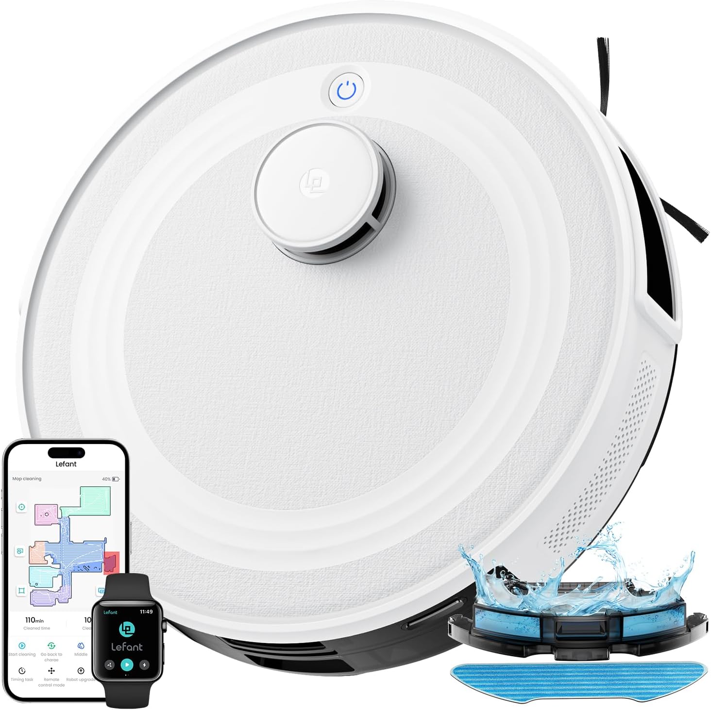 Lefant M2 Robot aspirateur laveur avec cartographie, navigation laser 6000Pa et WiFi/Assistant